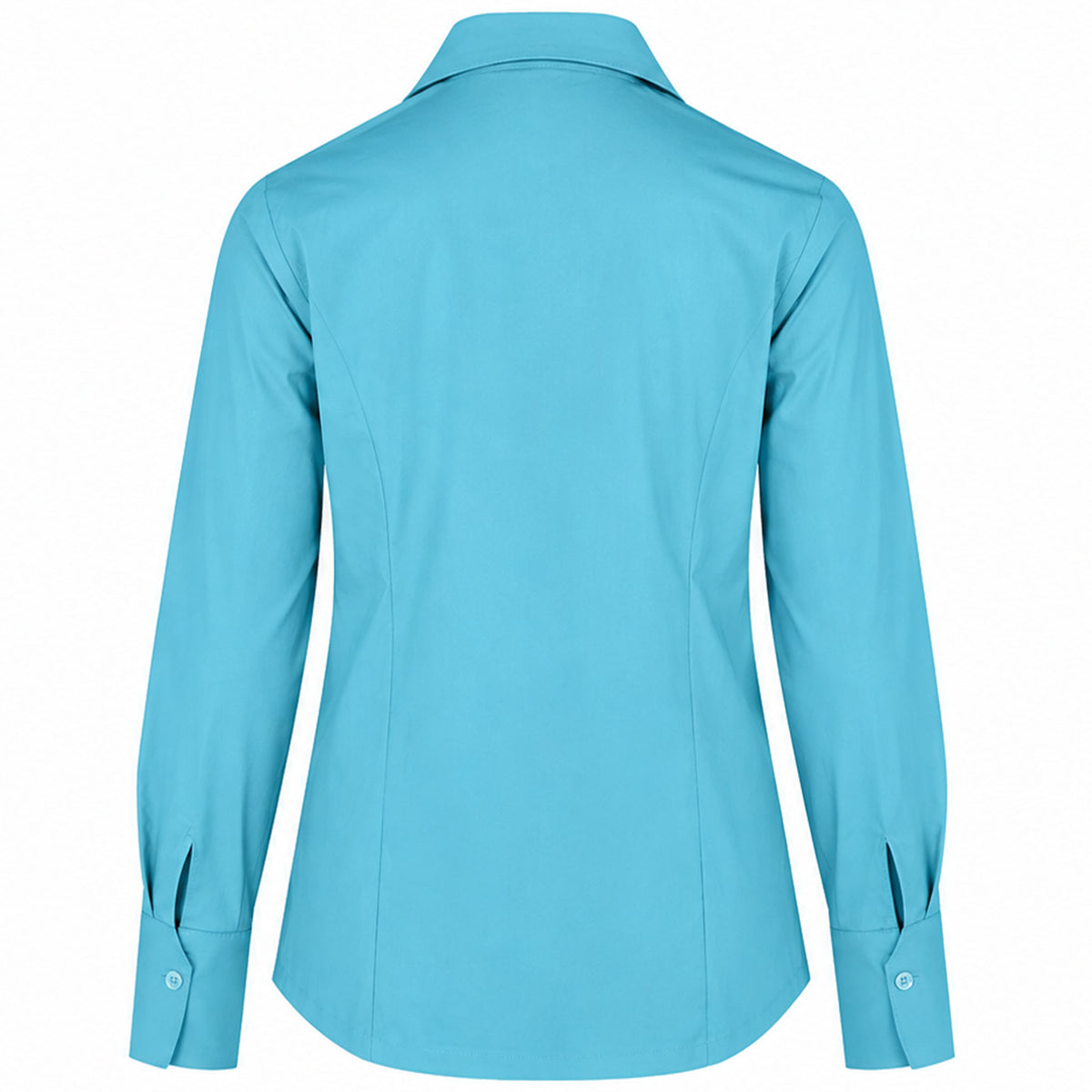 Longlady Blouse Dorande Aquablauw, tall kleding voor lange vrouwen, achterzijde