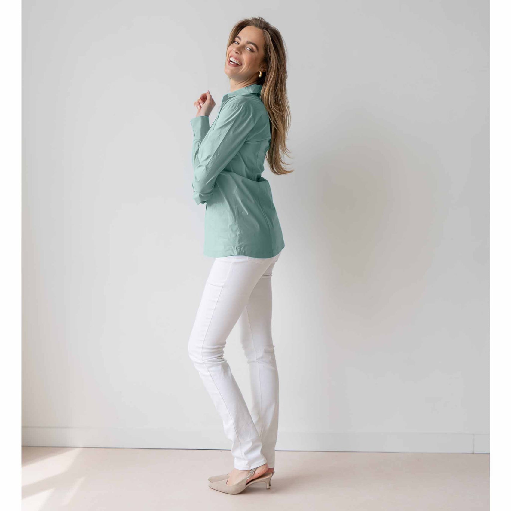 Longlady Blouse Dorande, tall kleding voor lange vrouwen, gedragen door model