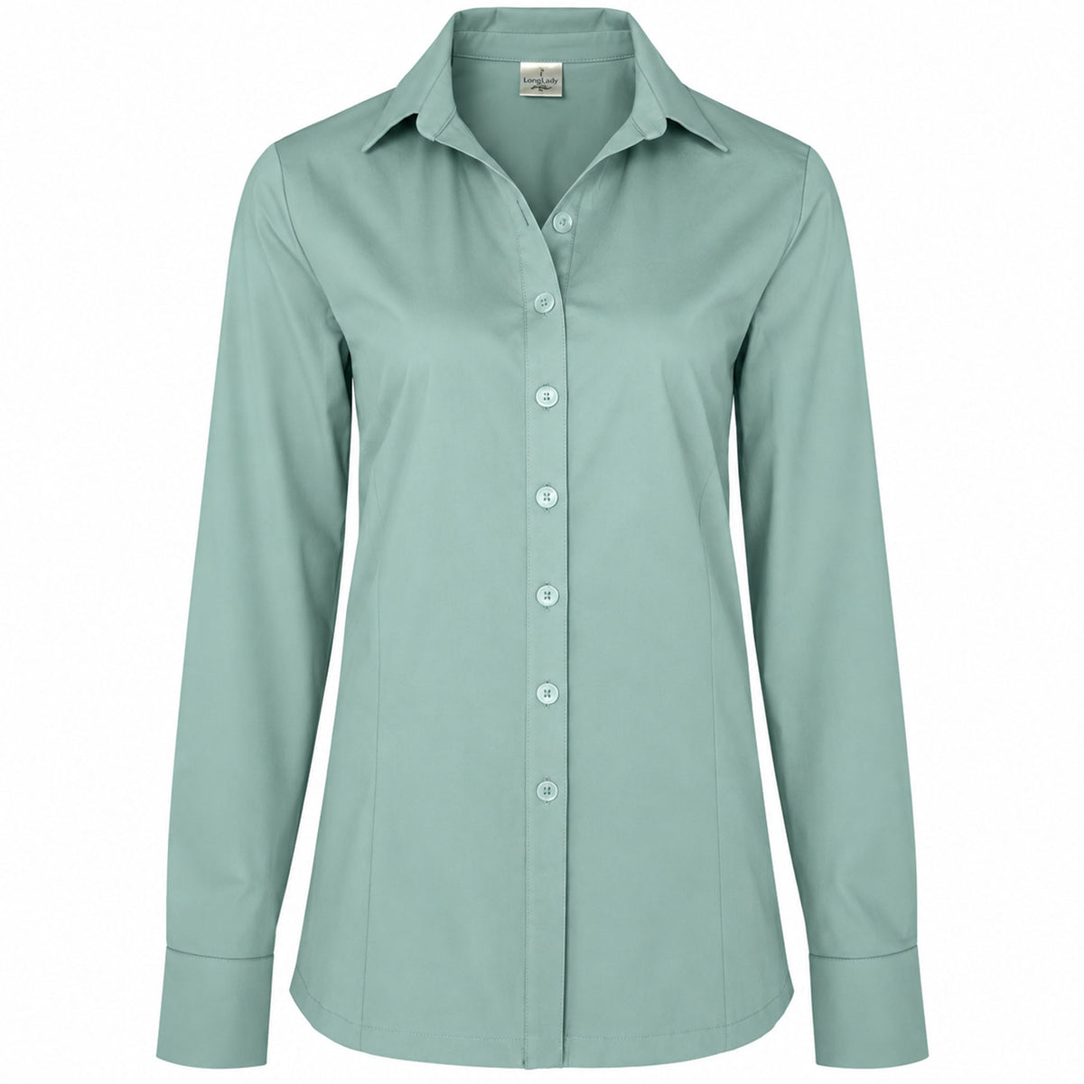 Longlady Blouse Dorande Dustygroen , tall kleding voor lange dames, voorzijde