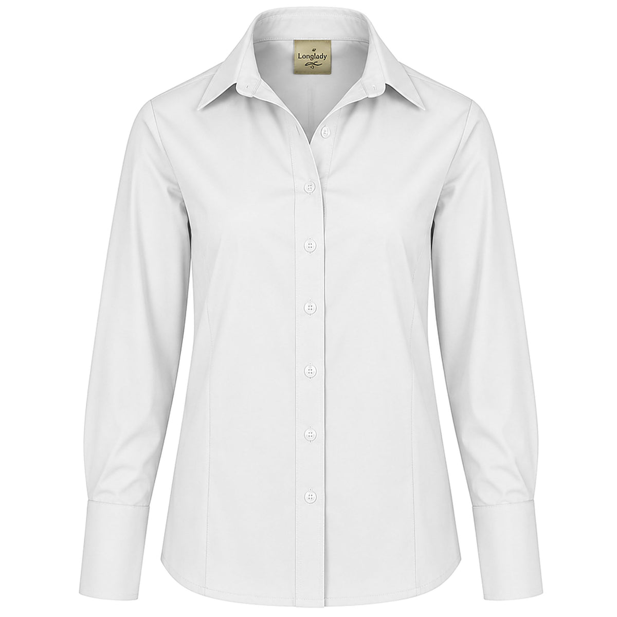 Longlady Blouse Dorande Wit, tall kleding voor lange vrouwen voorzijde