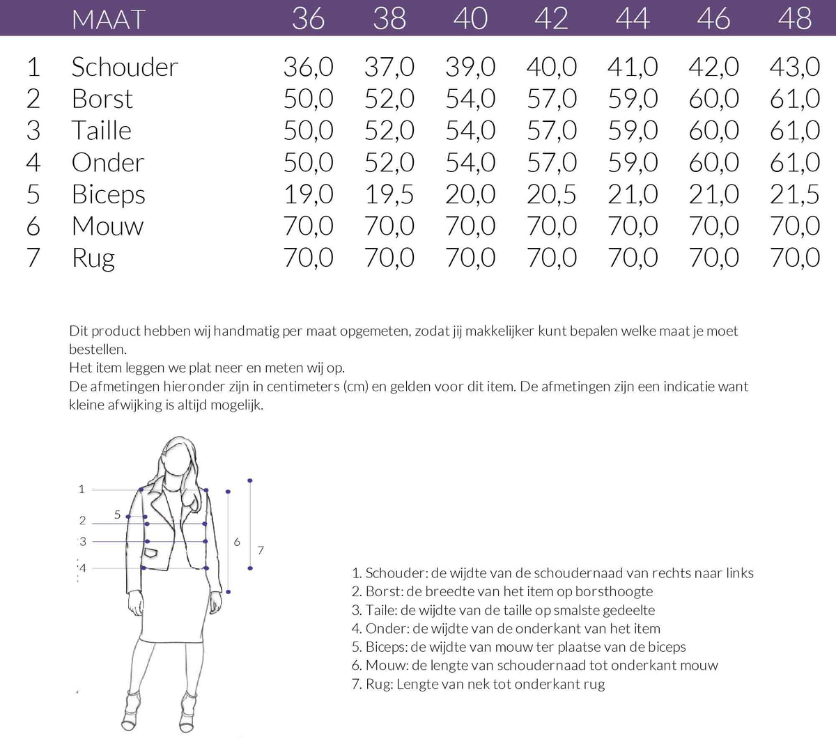 Maattabel Maicazz Blouse Saigon | Tall