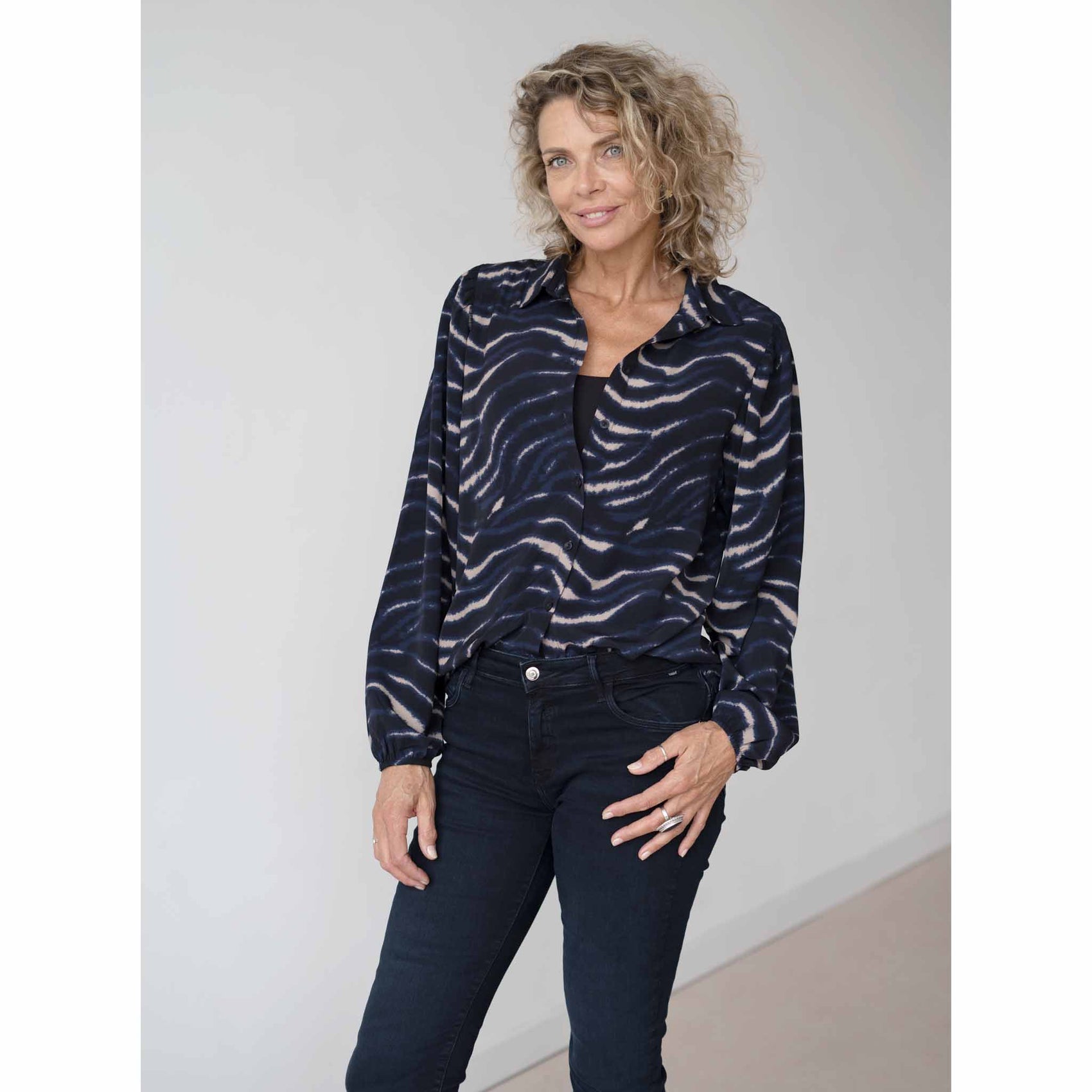 NED Blouse Mayliera Estate Blue Sea, tall kleding voor lange vrouwen