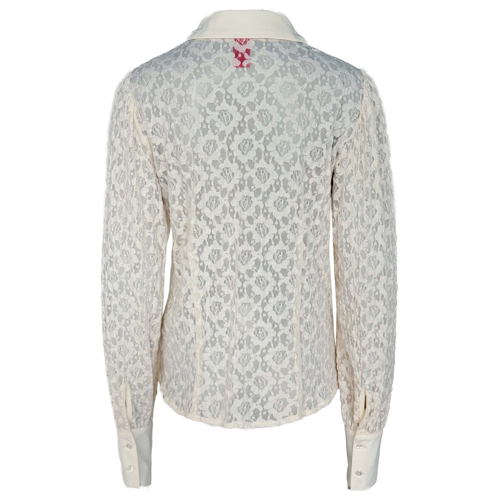 Only-M Blouse Kant Offwhite, tall kleding voor lange dames, achteraanzicht