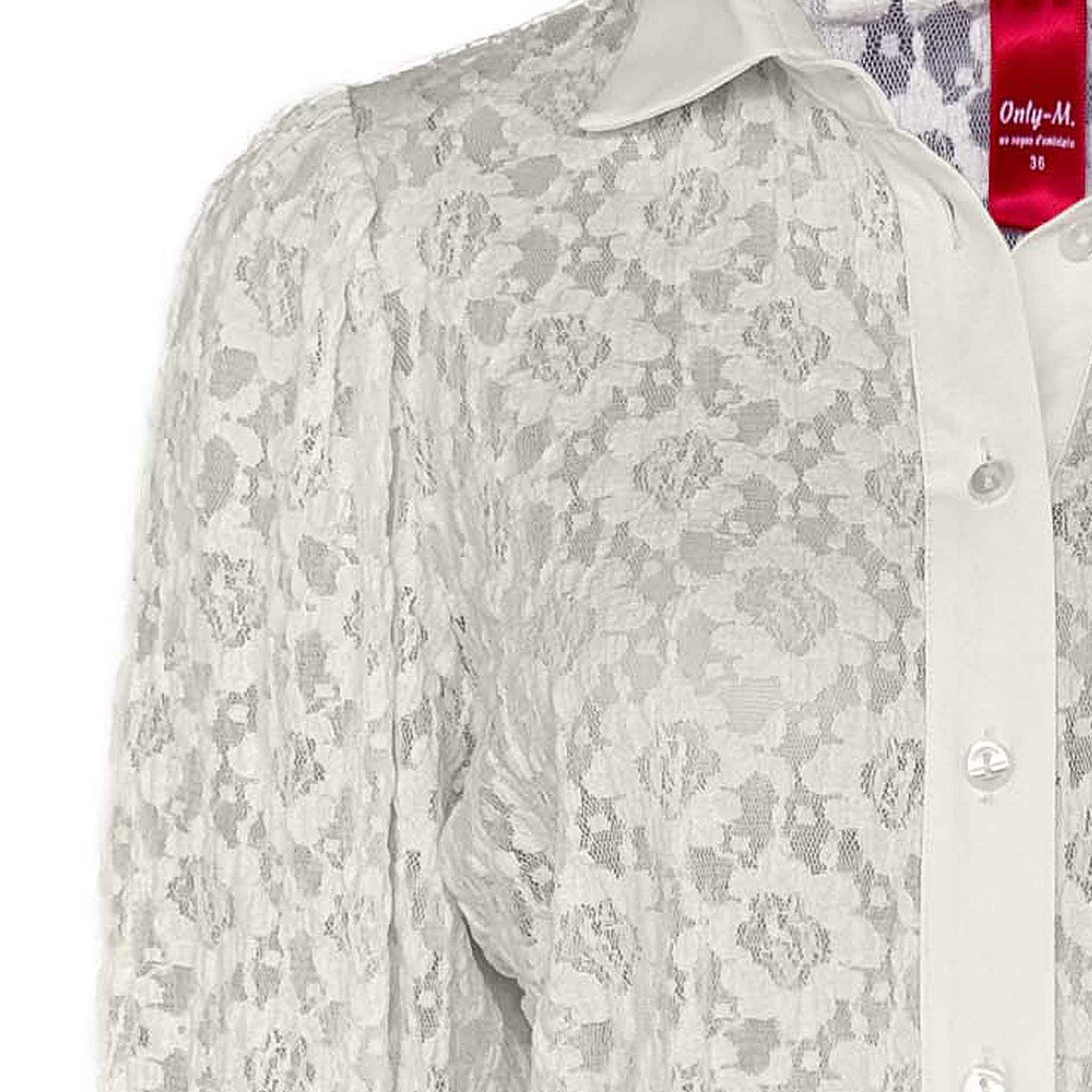 Only-M Blouse Kant Offwhite, tall kleding voor lange vrouwen, vooraanzicht