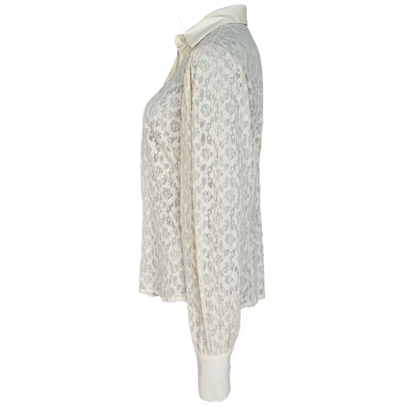 Only-M Blouse Kant Offwhite, kleding voor lange vrouwen, zijaanzicht