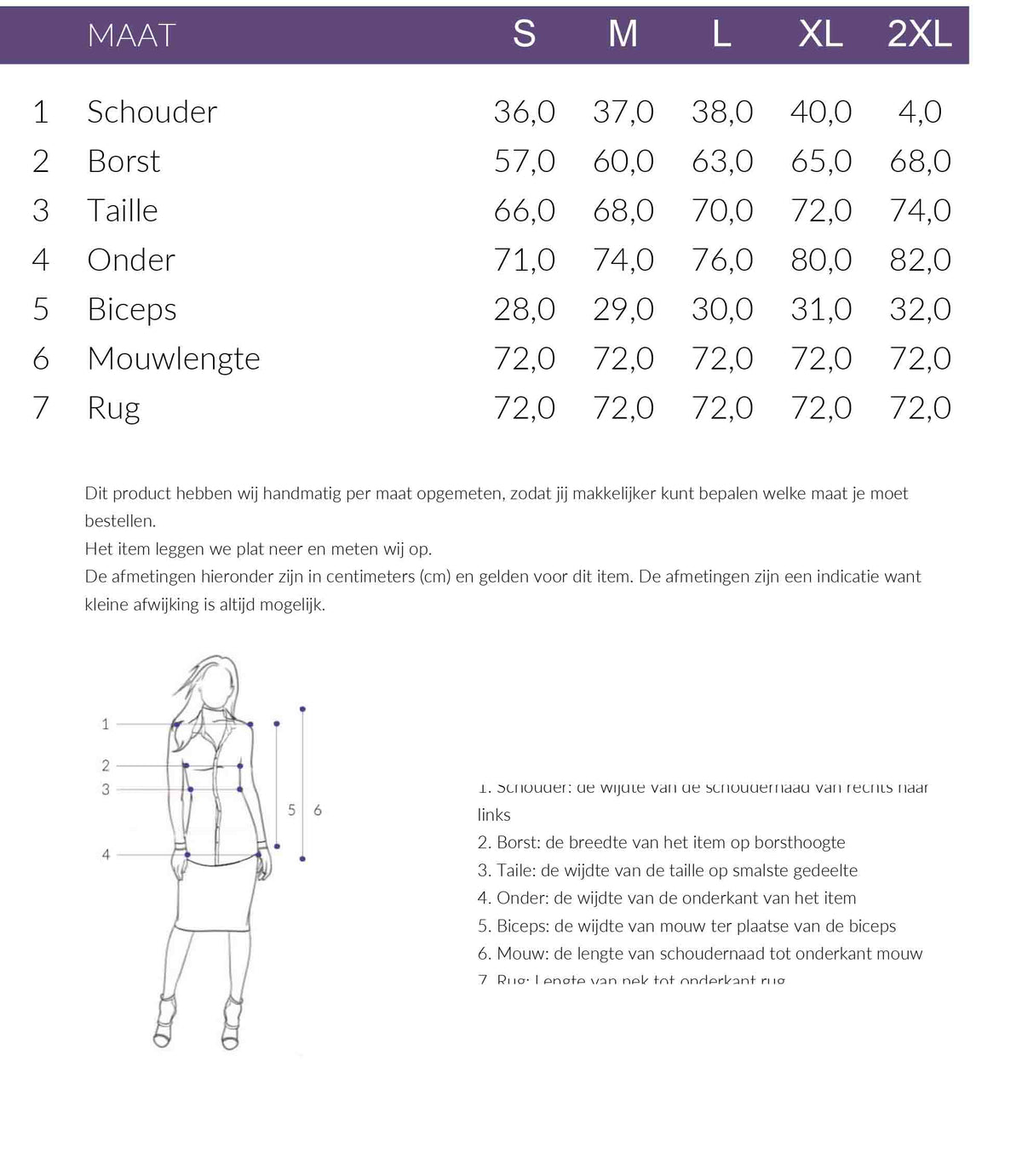 Maattabel Smashed Lemon Blouse Lichtblauw | Tall