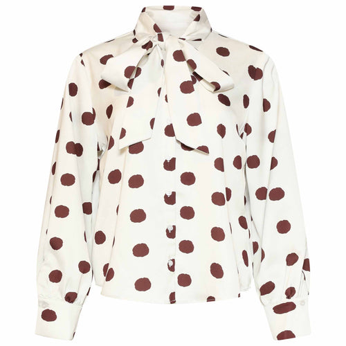 Smashed Lemon Blouse Stip Offwhite – voorzijde – kleding voor lange vrouwen