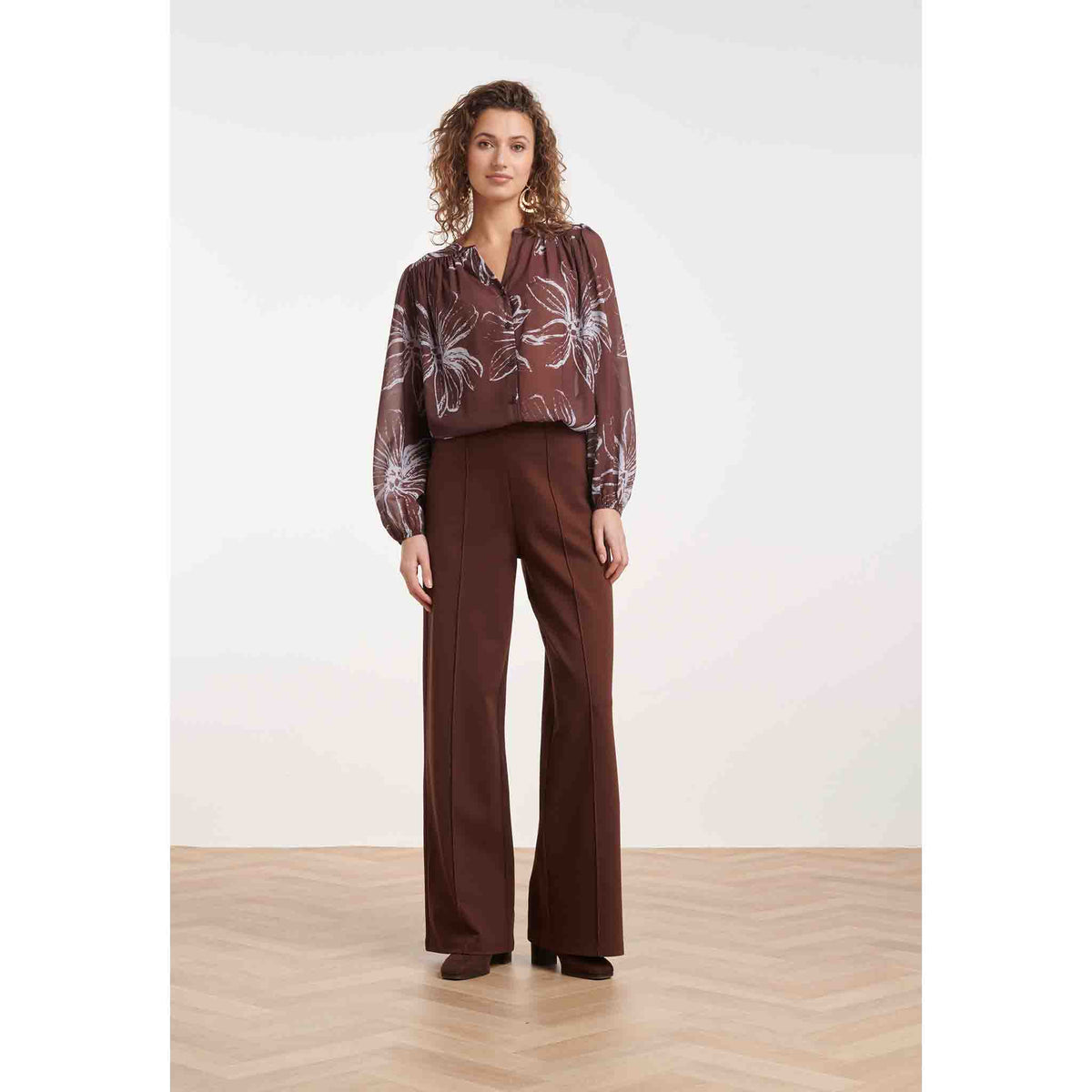 Smashed Lemon Blouse Bruin Lichtblauw | Tall