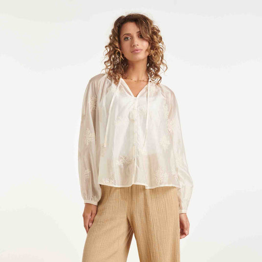 Smashed Lemon Blouse Offwhite Borduur | Tall