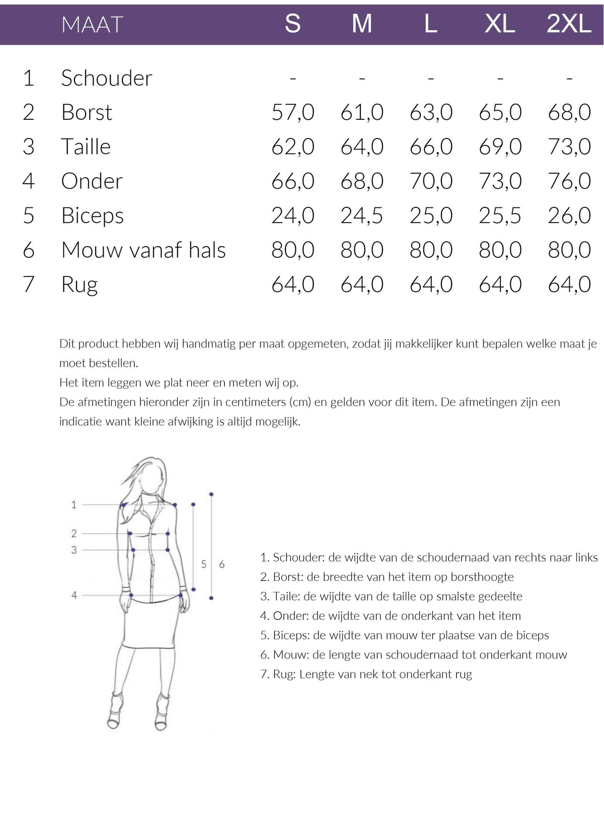 Maattabel Smashed Lemon Blouse Offwhite Borduur | Tall