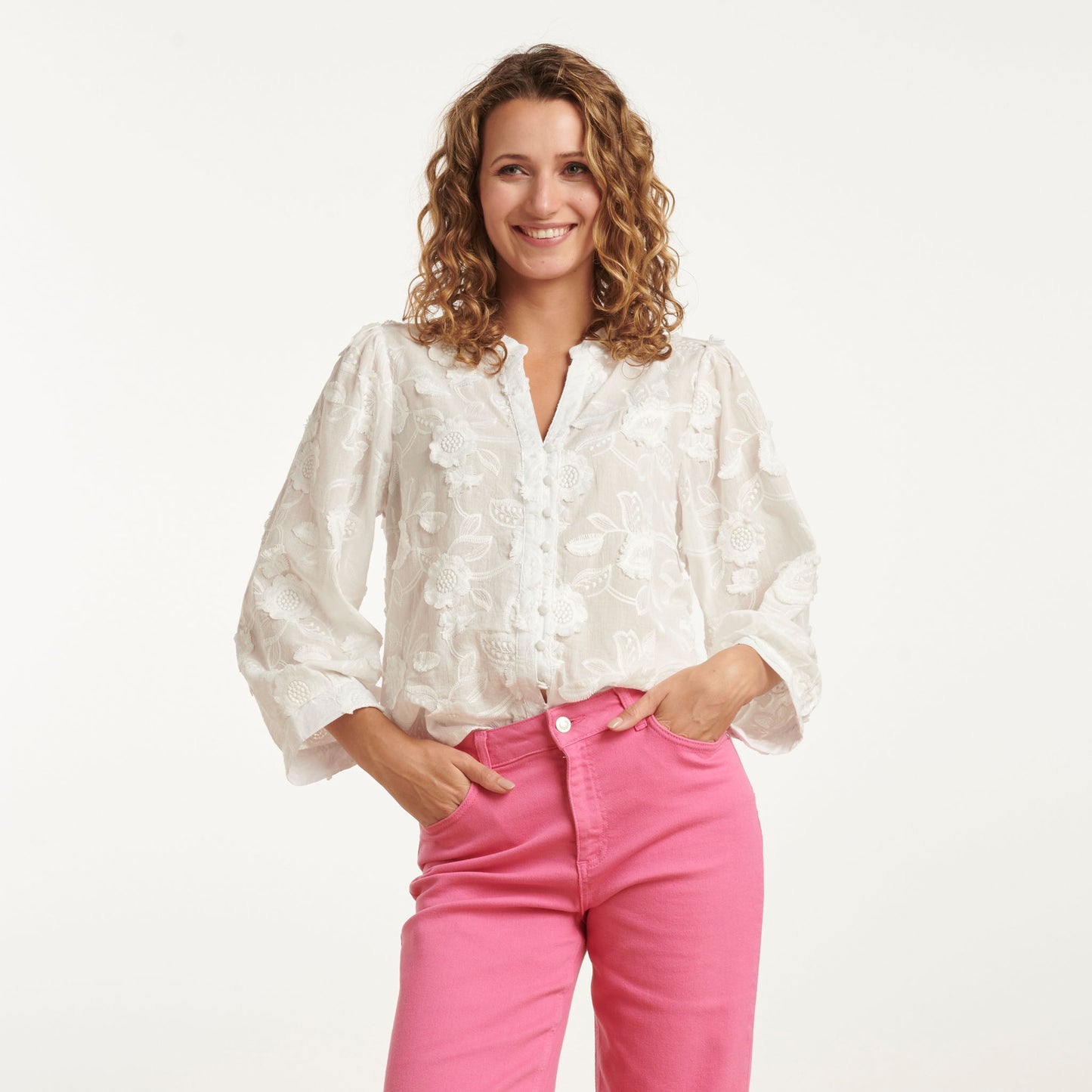 Tall Smashed Lemon Blouse White Embroidery