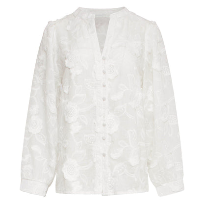 Tall Smashed Lemon Blouse White Embroidery - tall women