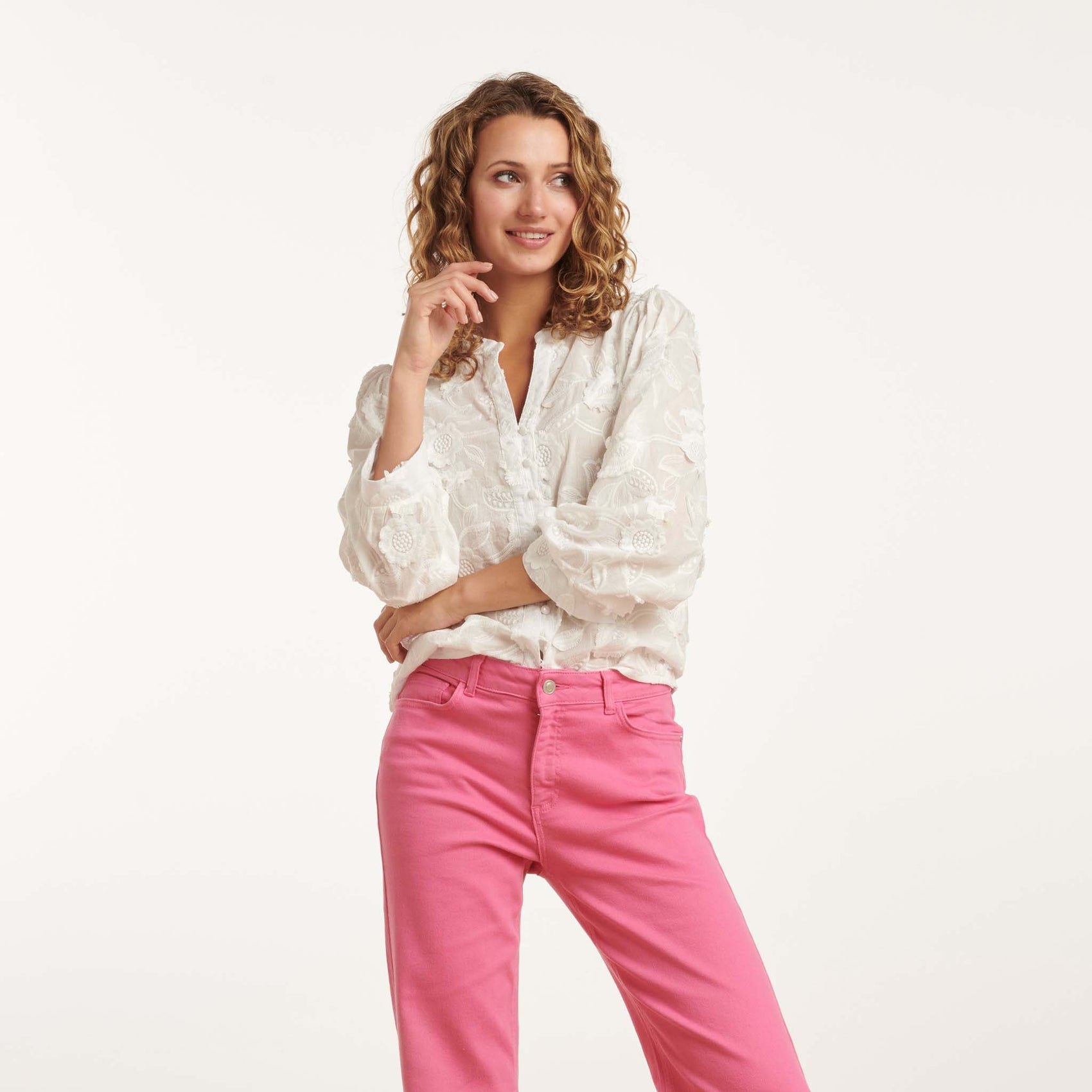Smashed Lemon Bluse Weiß Stickerei | Tall