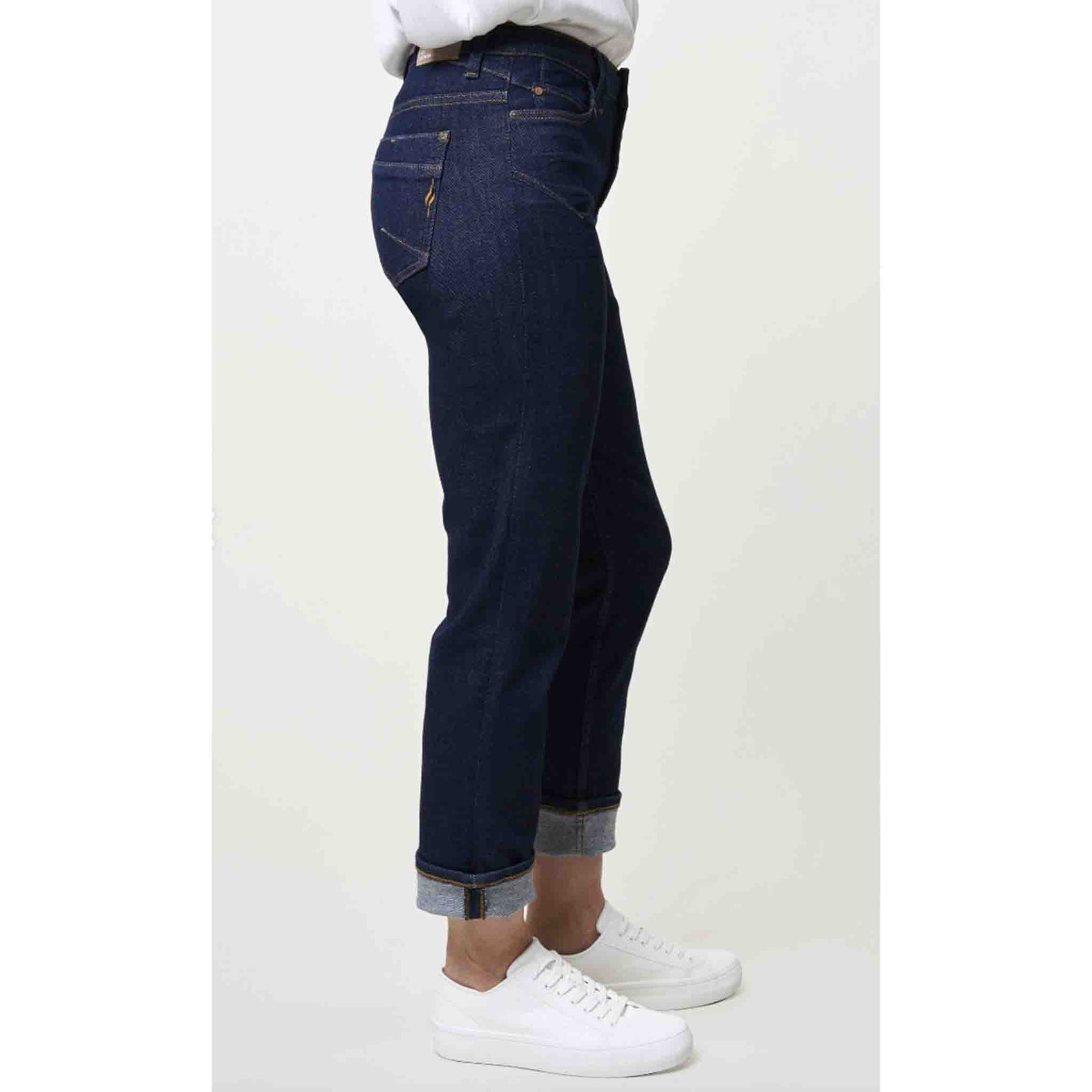 Bluefire Jeans Lea Rinse, lange dames jeans, zijaanzicht