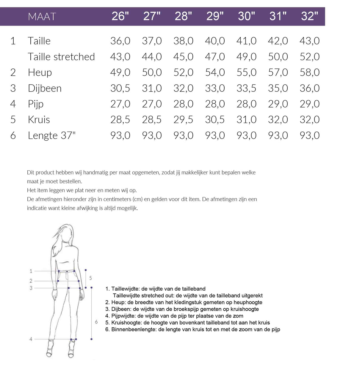 Maattabel Bluefire Jeans Judy Steel Grey | Tall