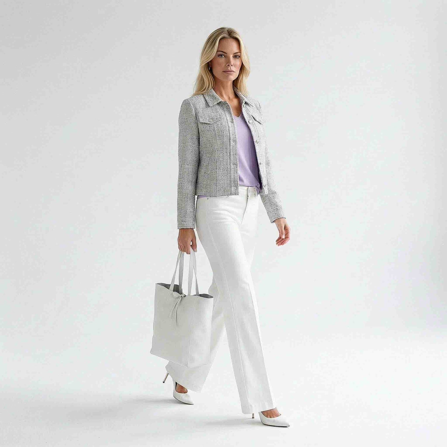 NED Jack Galium Violet, tall kleding voor lange vrouwen, gedragen door model