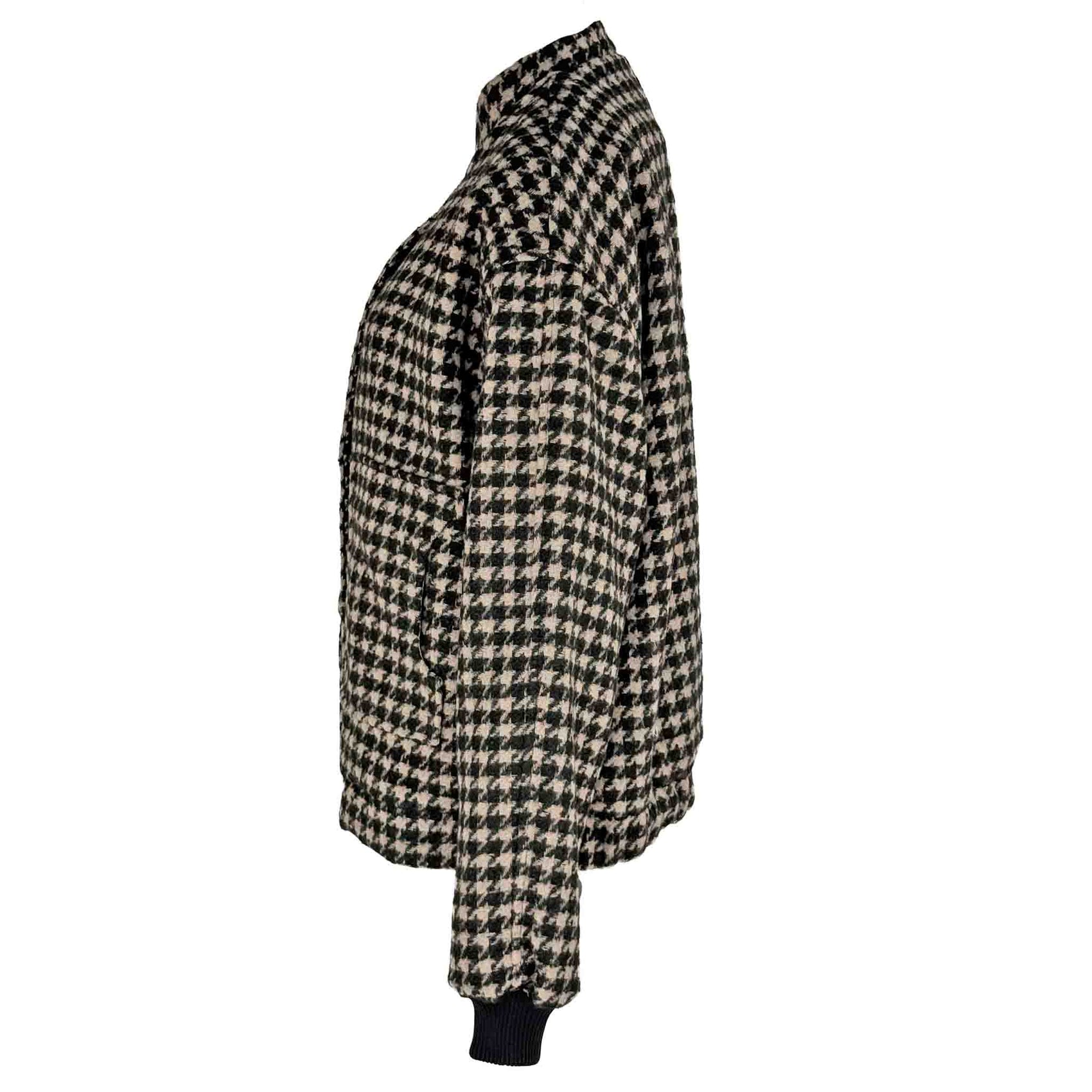 Bomber Pied de Poule, kleding voor lange vrouwen, zijaanzicht
