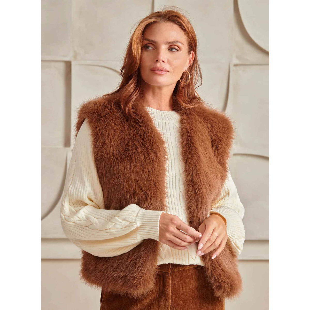 Smashed Lemon Gilet Bont Bruin, tall kleding voor lange vrouwen