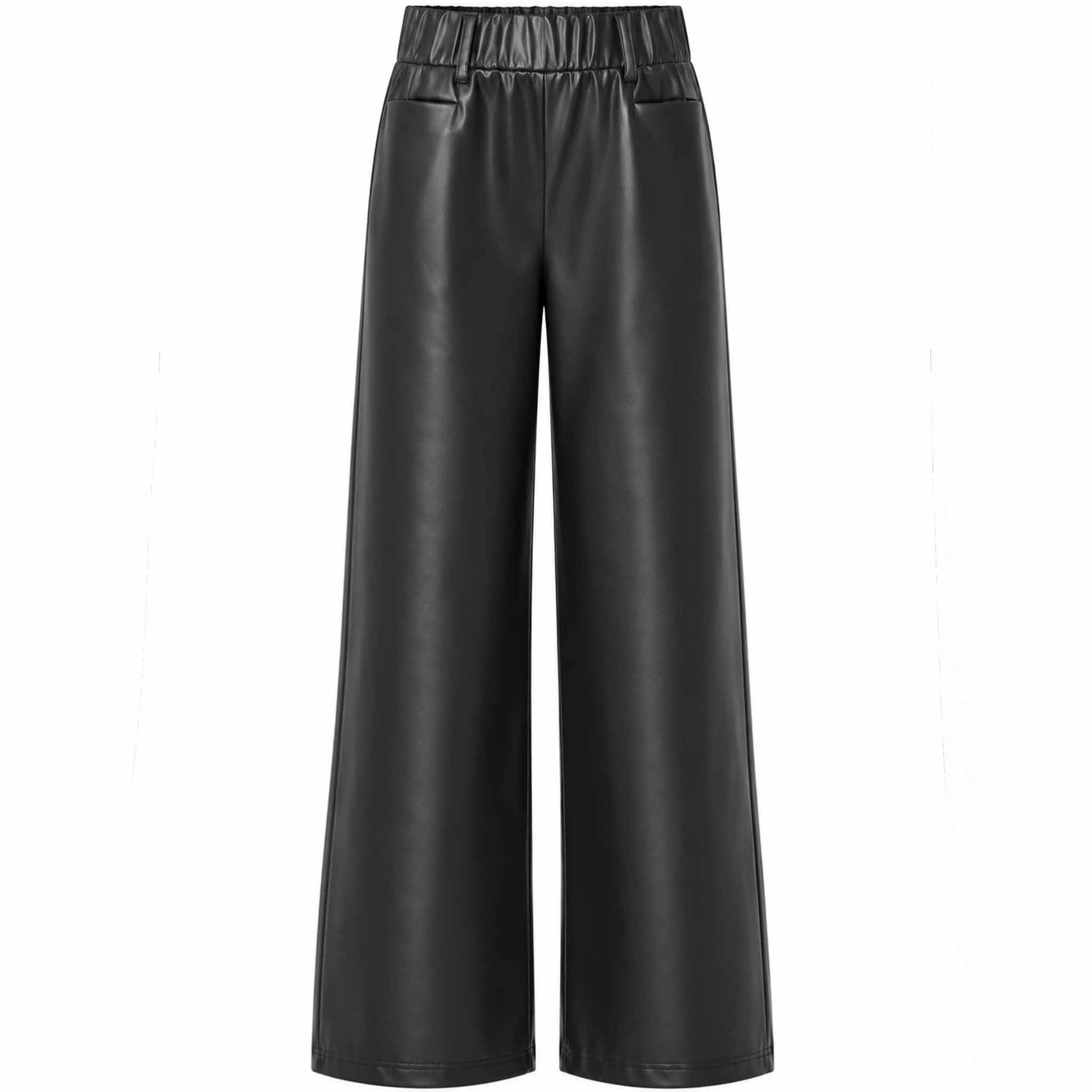 Tall Only-M Broek Vegan Leather Wijd Zwart | Voorzijde | lengte 36