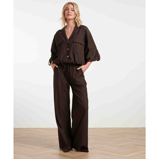 Smashed Lemon Broek Streep Bruin | Tall