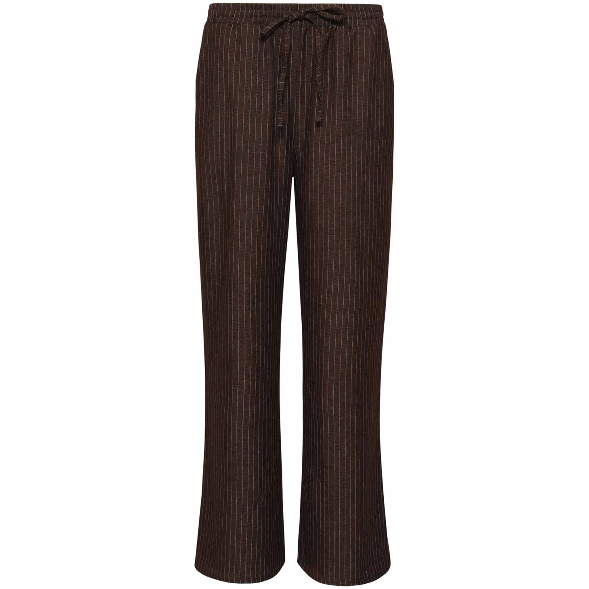 Smashed Lemon Broek Streep Bruin met extra beenlengte – voorkant – LongLady kleding voor lange dames