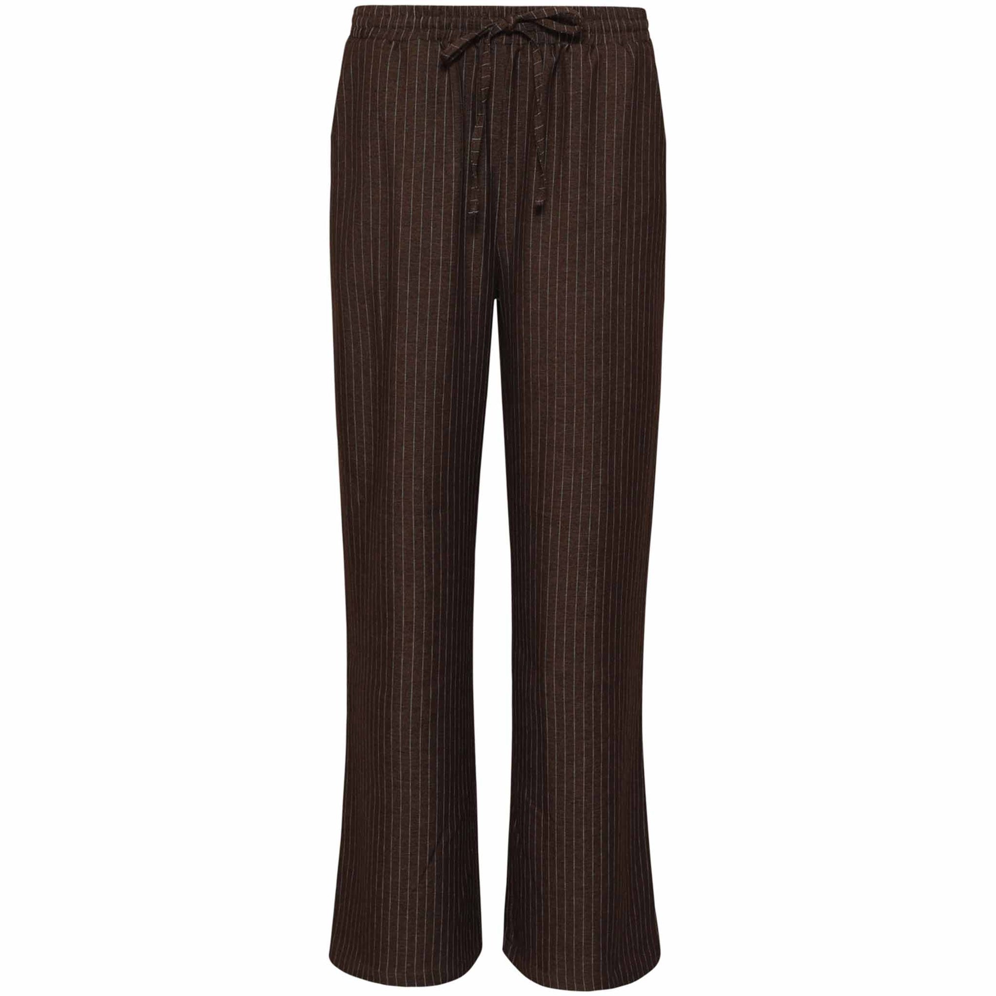 Smashed Lemon Broek Streep Bruin met extra beenlengte – voorkant – LongLady kleding voor lange dames
