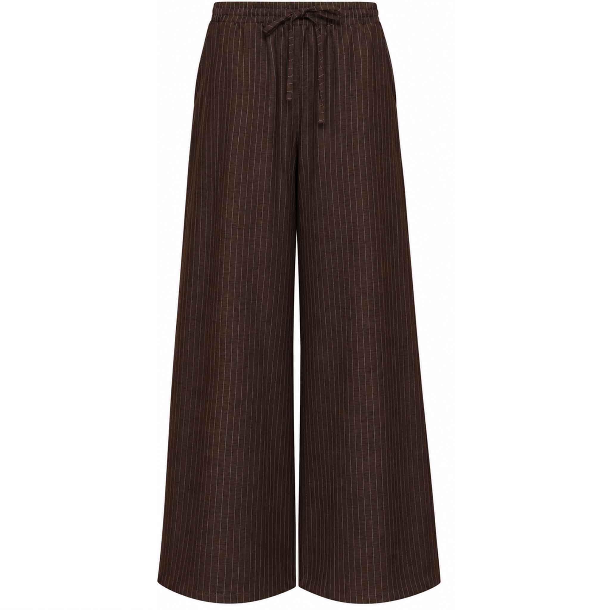 Tall Broek Smashed Lemon Bruin Streep - voorzijde - lange vrouwen kleding