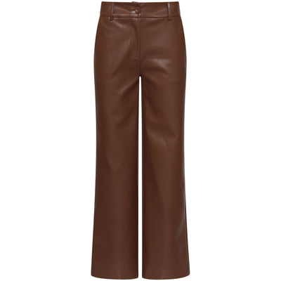 Smashed Lemon Broek Vegan Leather Bruin | Tall