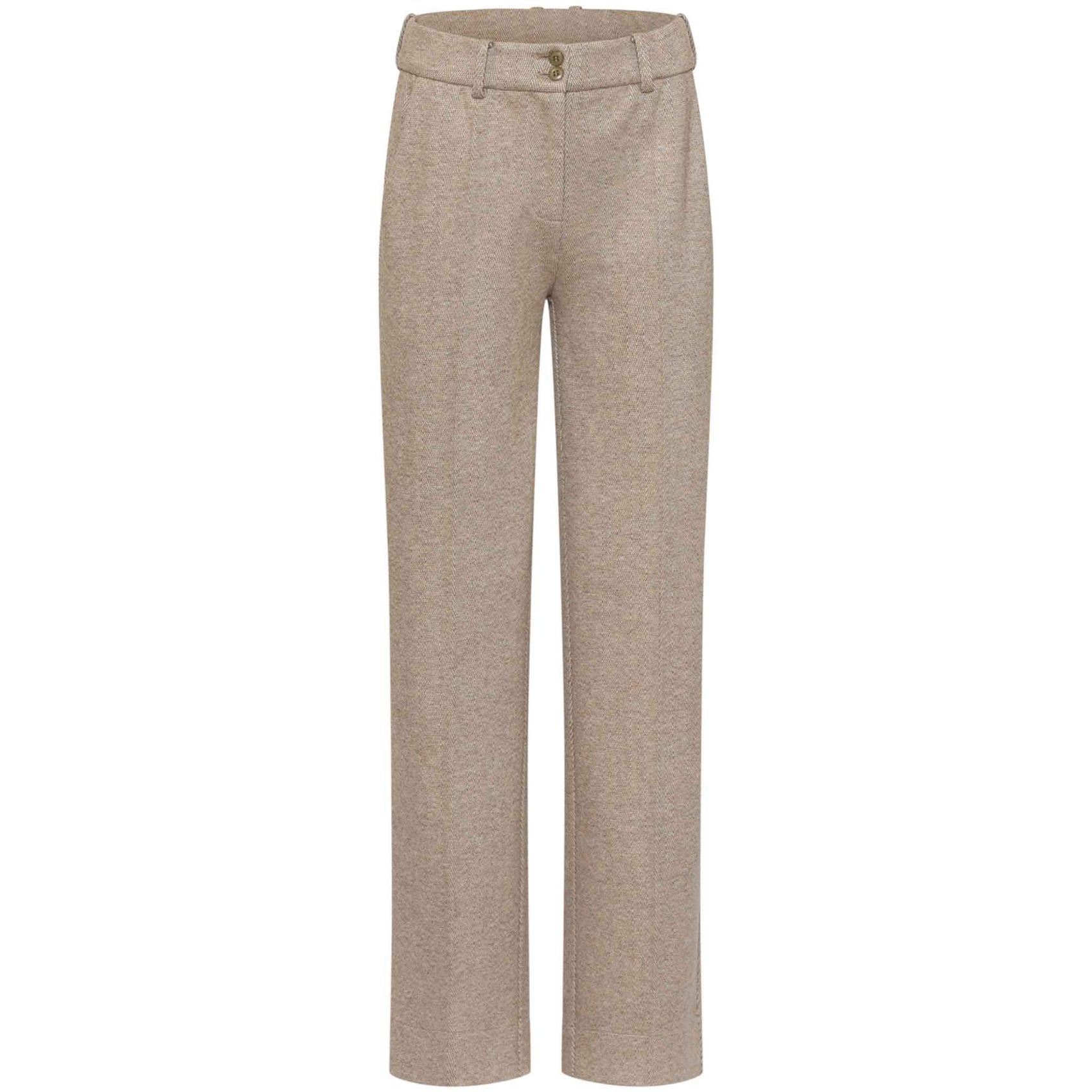 Smashed Lemon Broek Taupe met extra beenlengte – voorzijde – lange dames mode