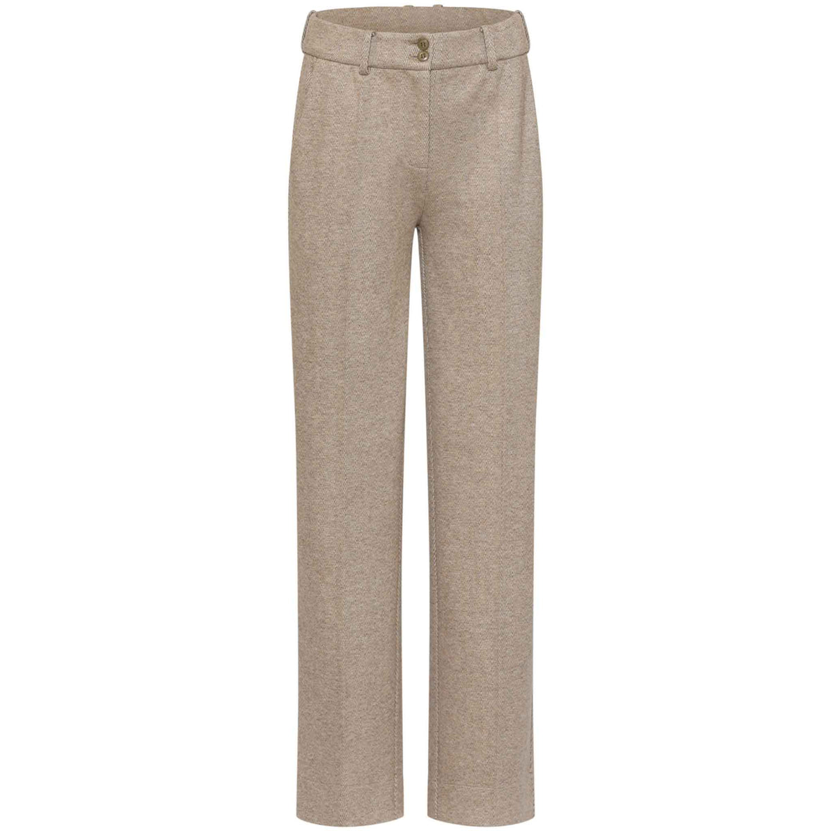 Smashed Lemon Broek Taupe met extra beenlengte – voorzijde – lange dames mode