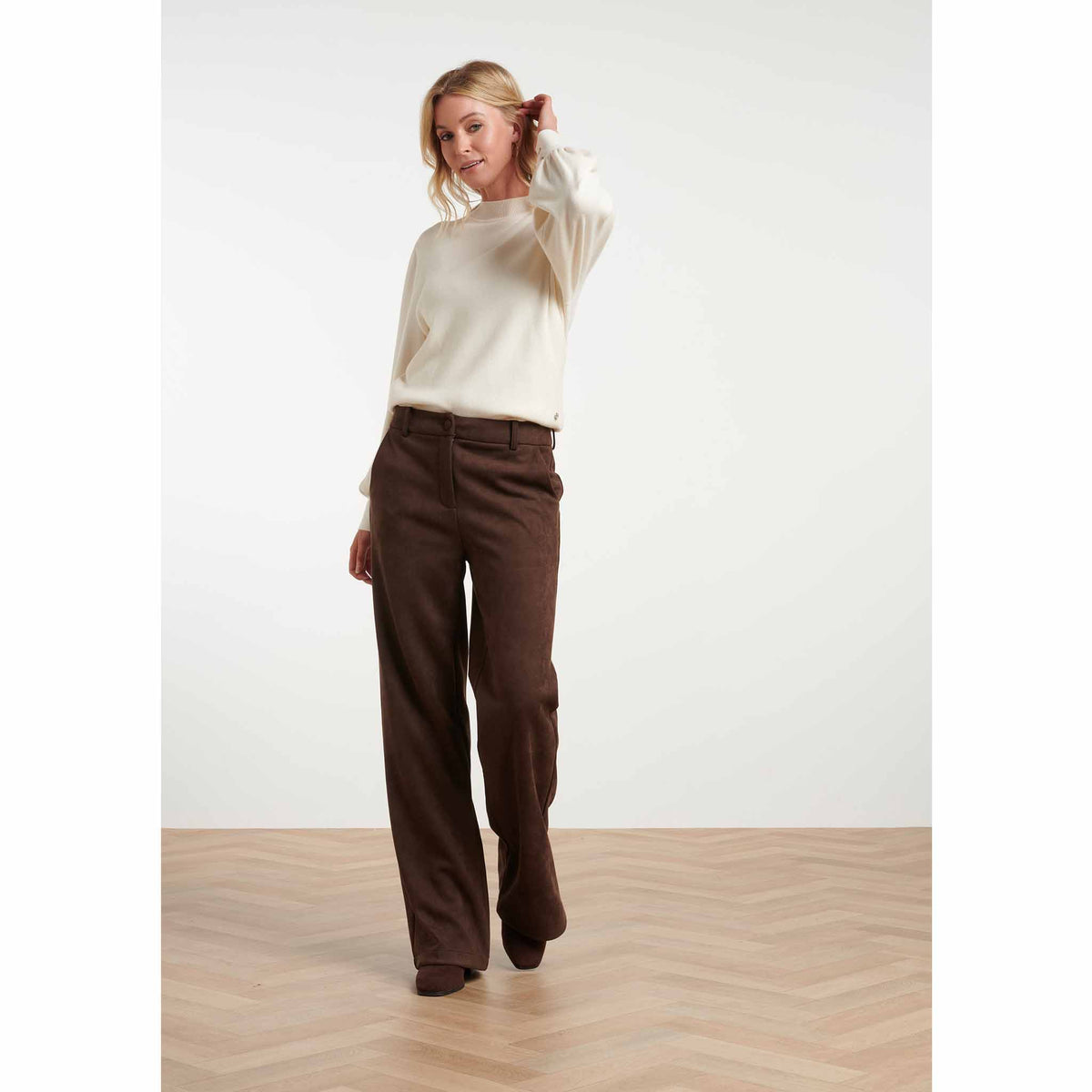 Smashed Lemon Broek Suedine Donkerbruin | Tall