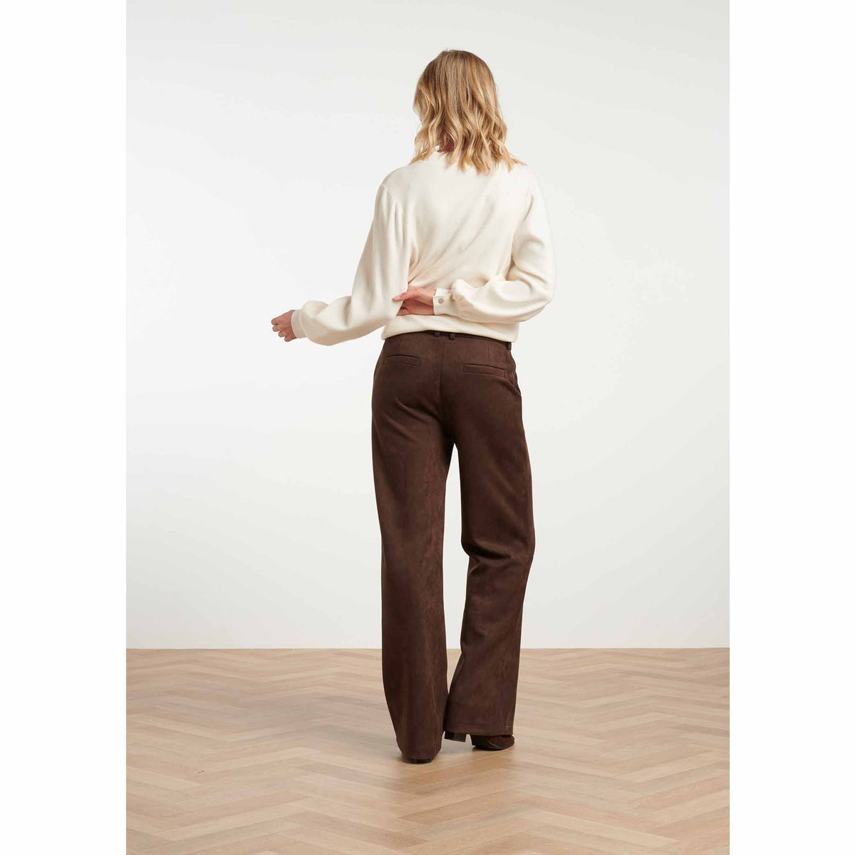 Smashed Lemon Broek Suedine Donkerbruin | Tall
