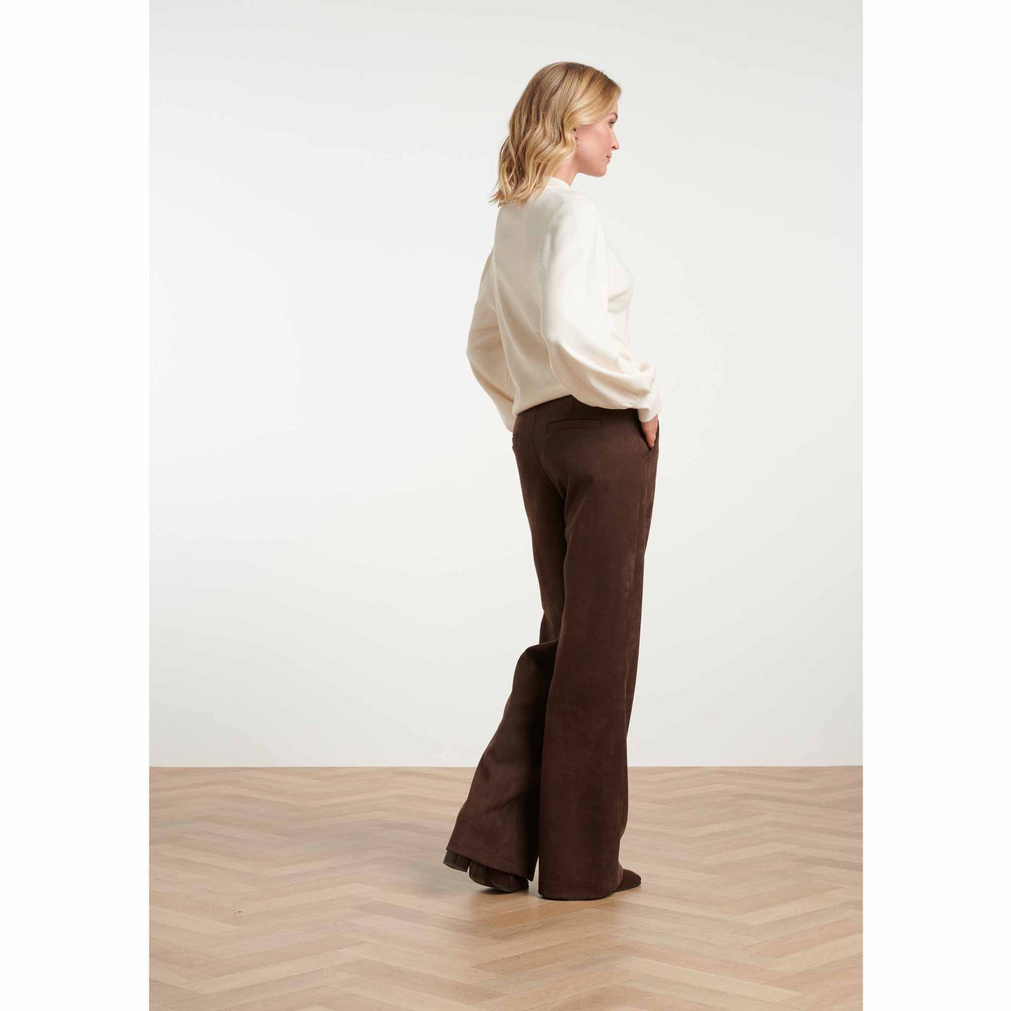 Smashed Lemon Broek Suedine Donkerbruin | Tall