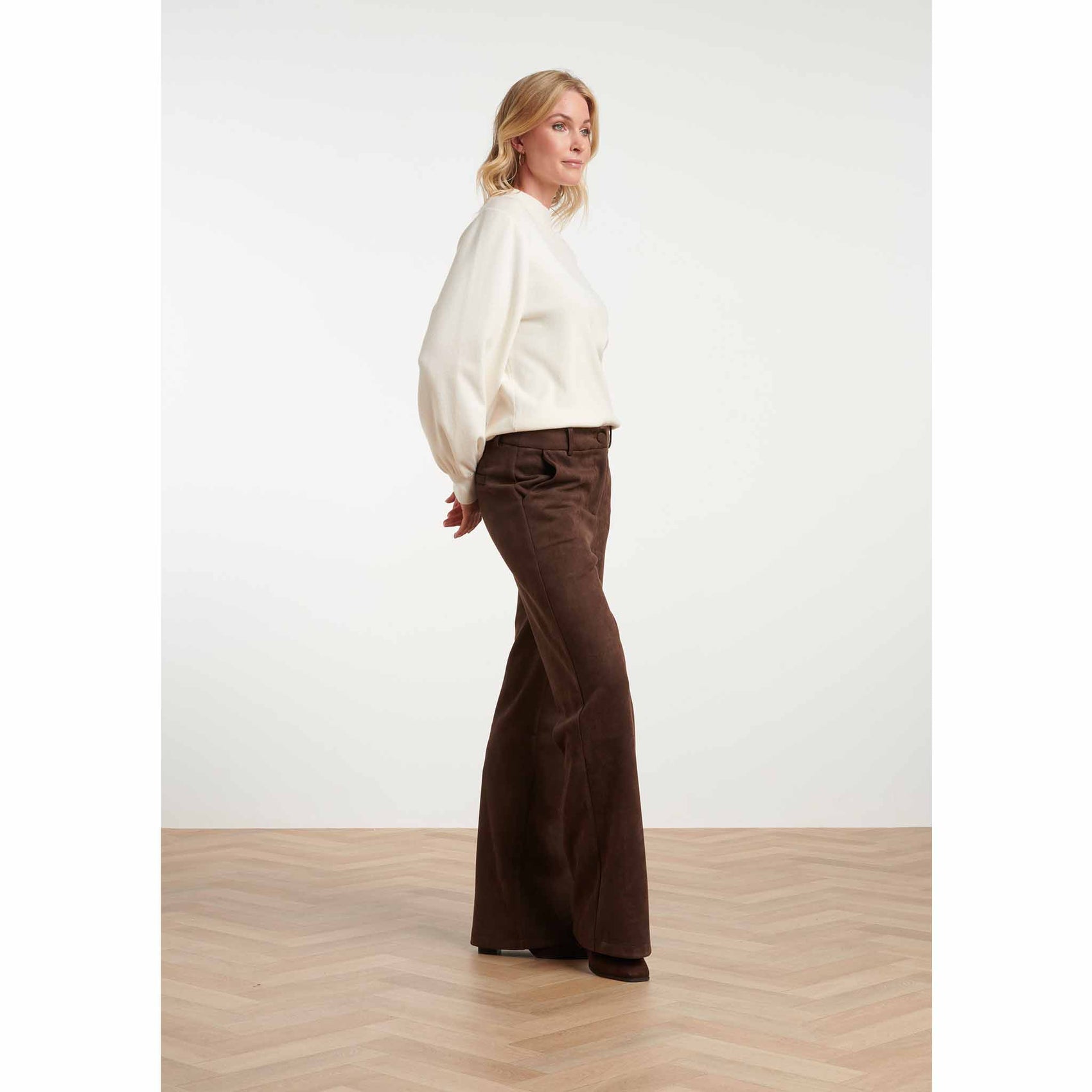 Smashed Lemon Broek Suedine Donkerbruin | Tall