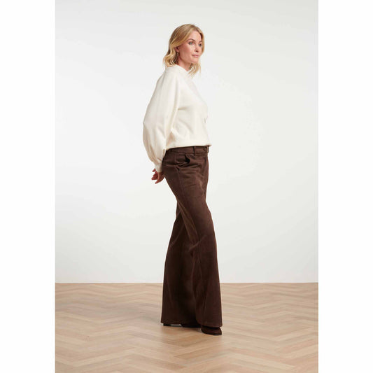 Smashed Lemon Broek Suedine Donkerbruin | Tall