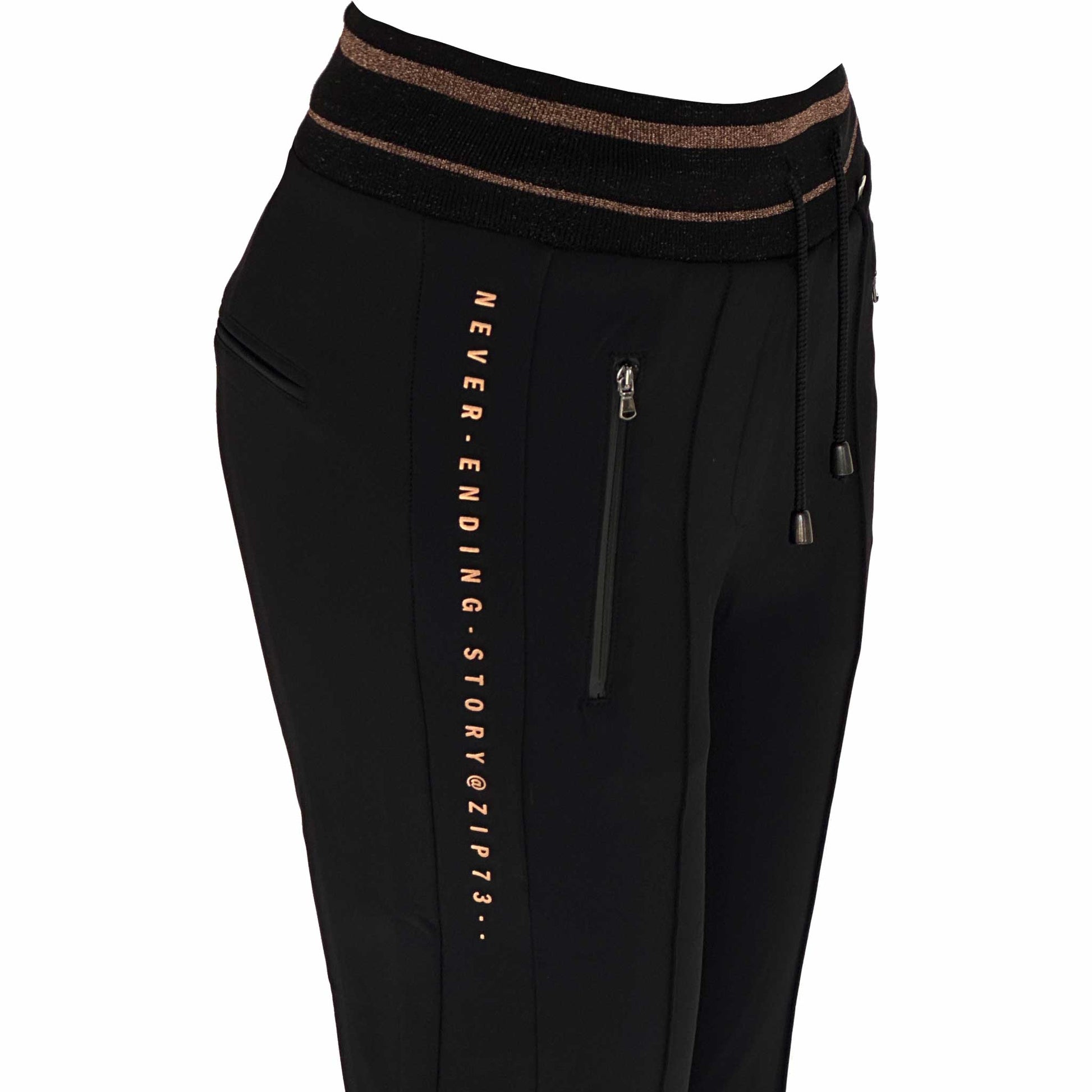 kleding lange vrouwen zip73 broek band heavy zwart