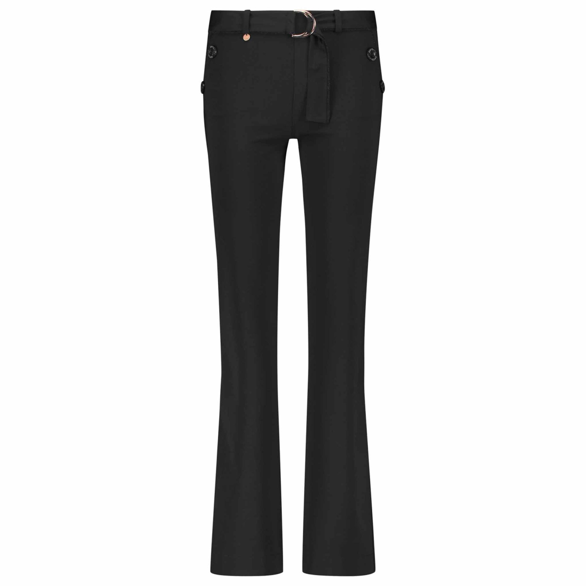 Zip73 Broek Flare Button Zwart lange vrouwen tall