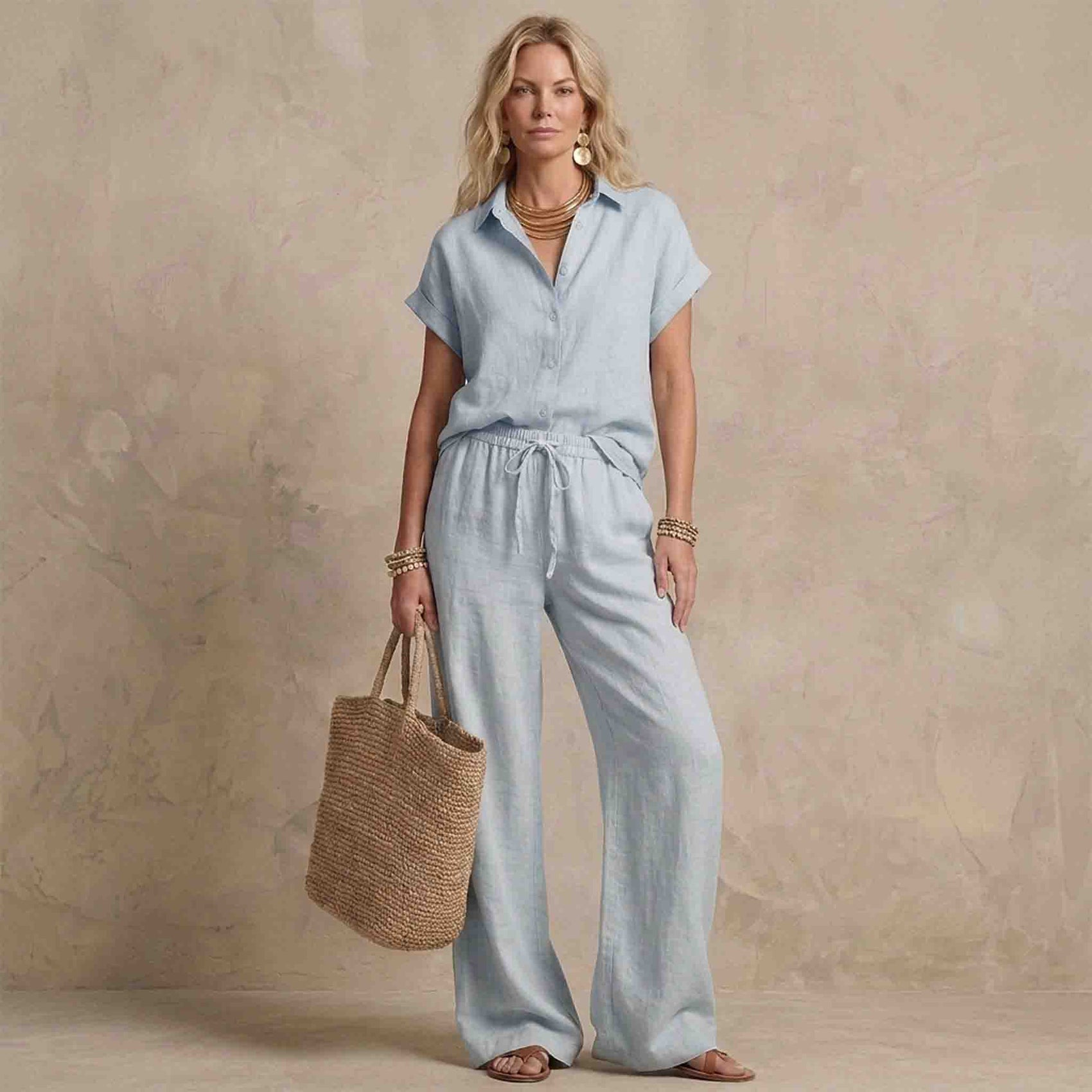 Sequoia Linnen broek Lichtblauw | Tall