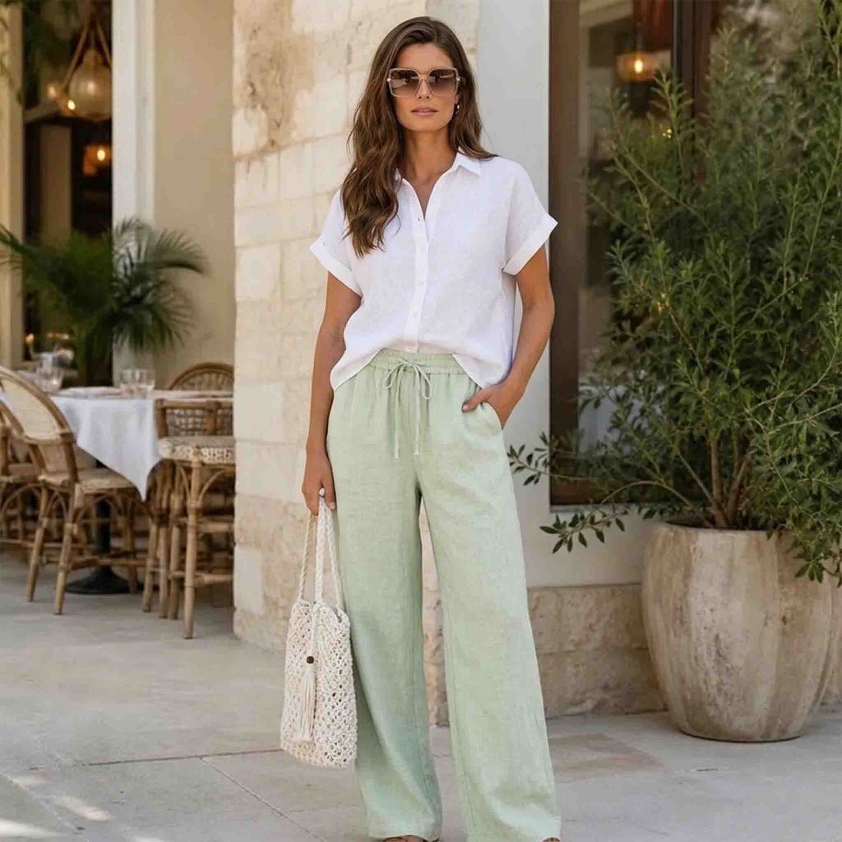 Sequoia Linnen broek Mint | Tall