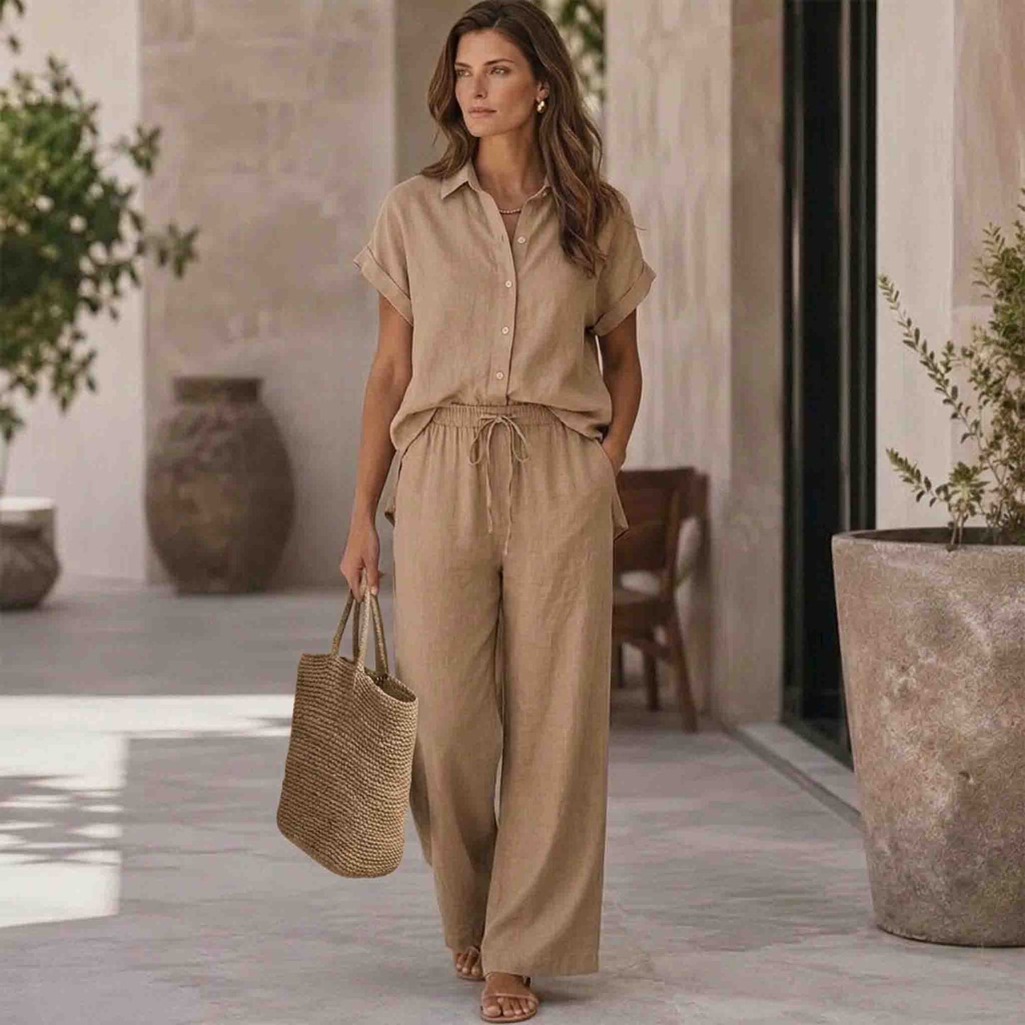 Sequoia Linnen broek Taupe | Tall