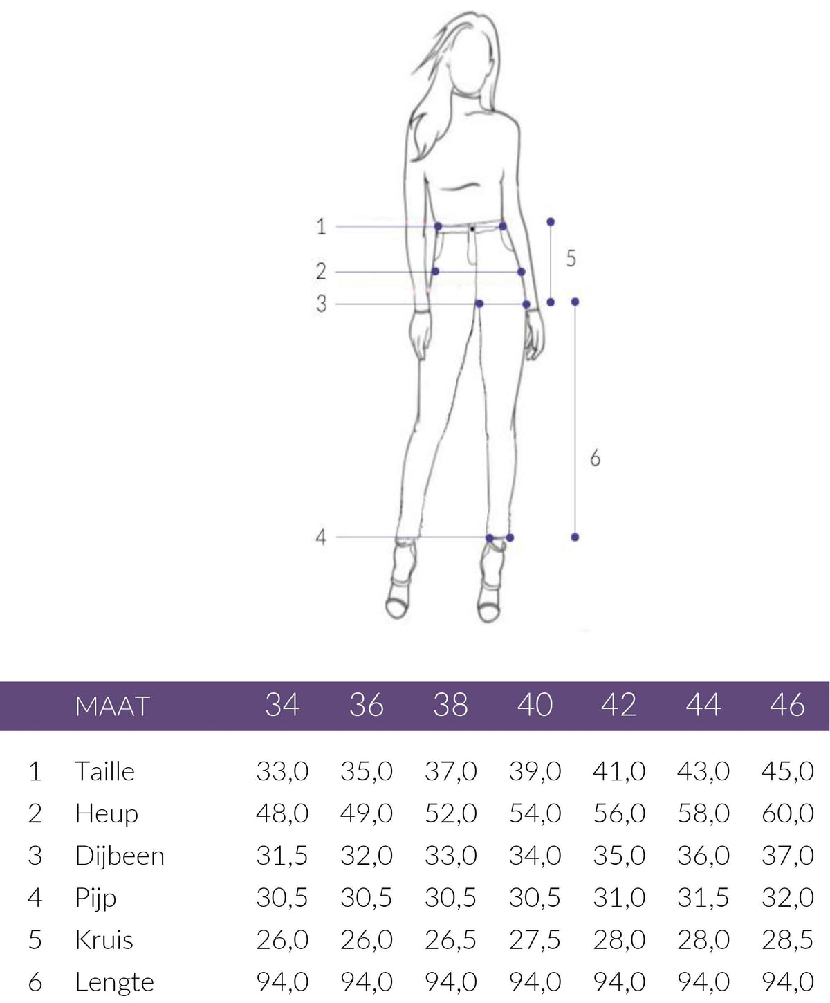 Maattabel Aime Broek Serenity Zwart | Tall