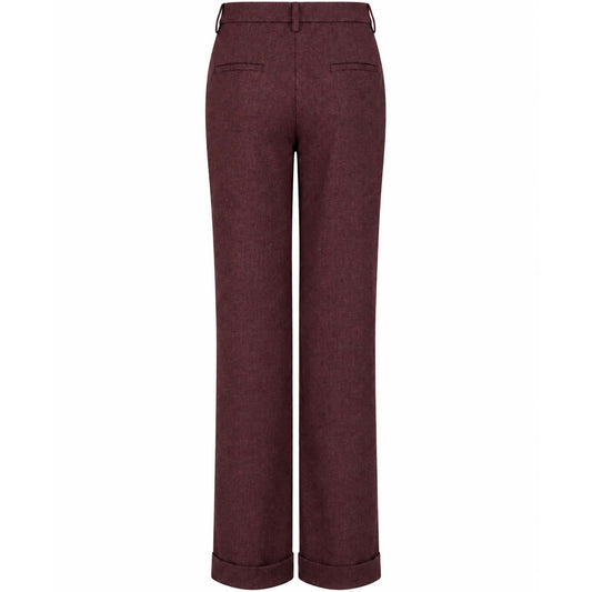 Bloomers Broek Jette Wol Bordeaux, tall kleding voor lange vrouwen achterzijde