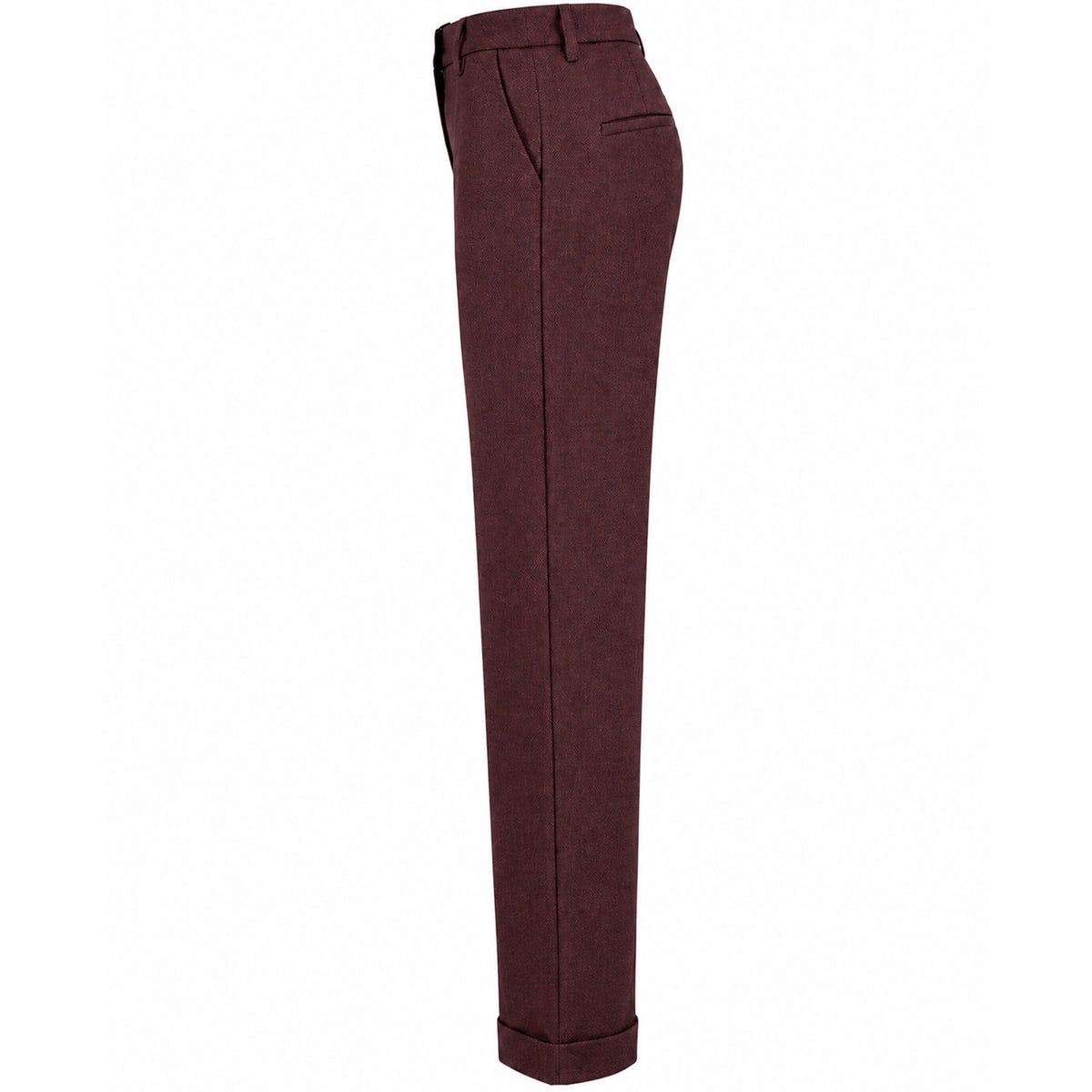 Bloomers Broek Jette Wol Bordeaux, tall kleding voor lange vrouwen zijaanzicht