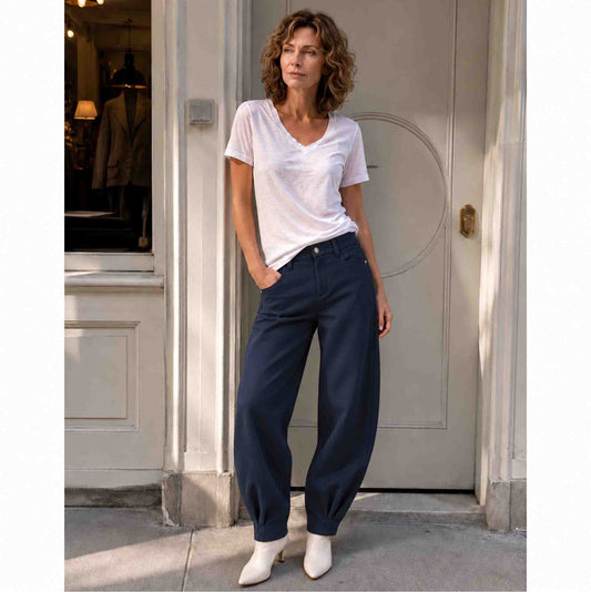 Longlady Broek Aagje Barrel Donkerblauw | Tall