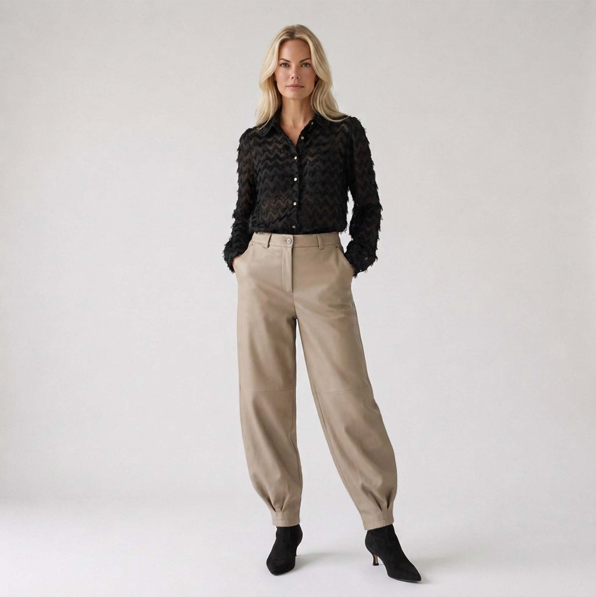Longlady Broek Aagje Barrel Tan | Tall