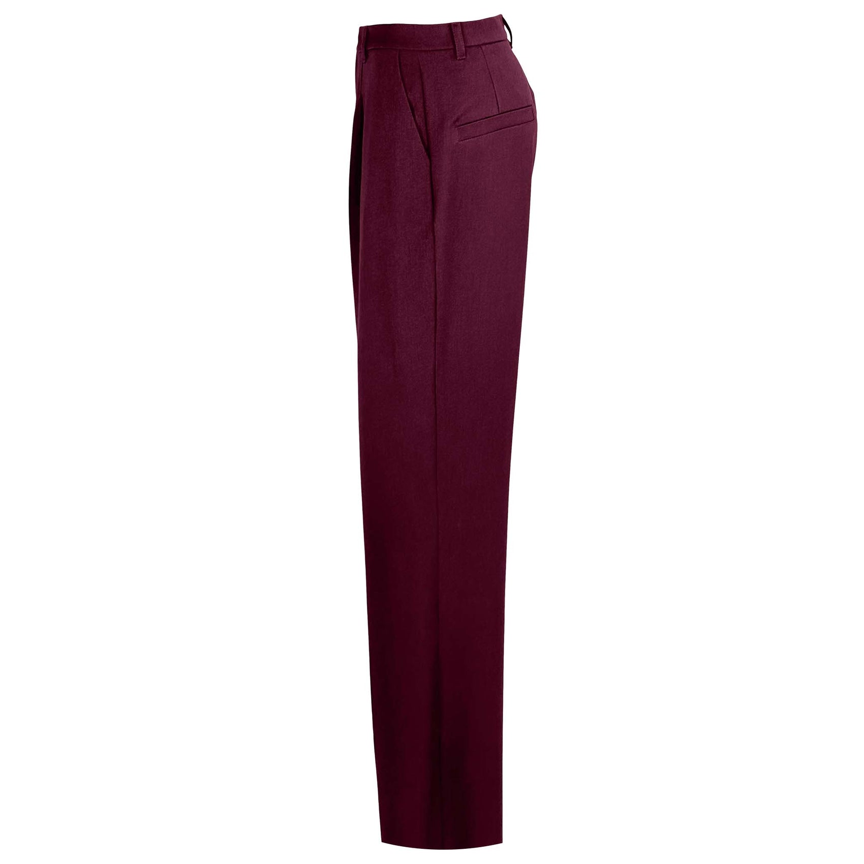 Longlady Broek Becky Bordeaux, kleding voor lange vrouwen, zijaanzicht