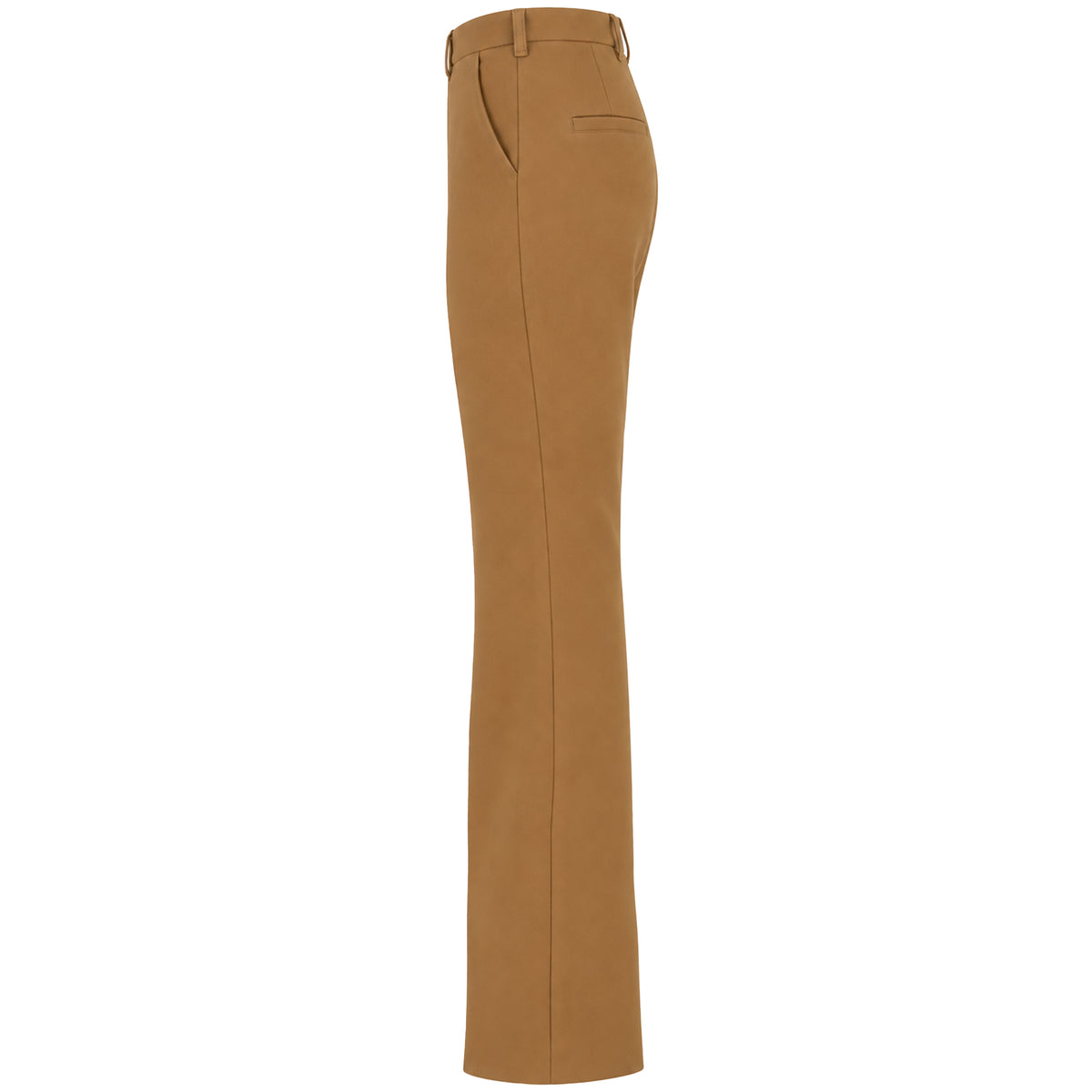 LongLady Broek Bente Caramel, tall kleding voor lange vrouwen zijaanzicht