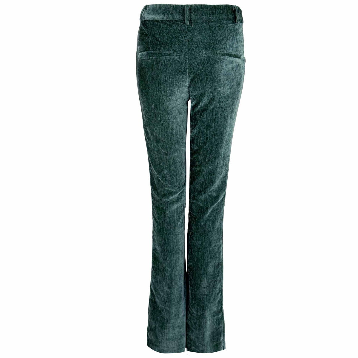 LongLady Broek Betty Chenille Petrol, tall kleding voor lange dames, achteraanzicht