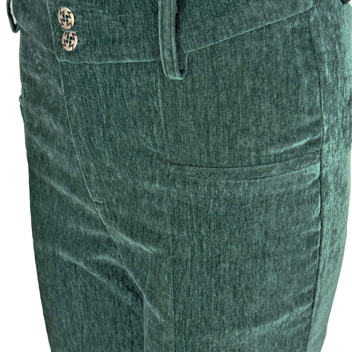 LongLady Broek Betty Chenille Petrol, tall kleding voor lange vrouwen