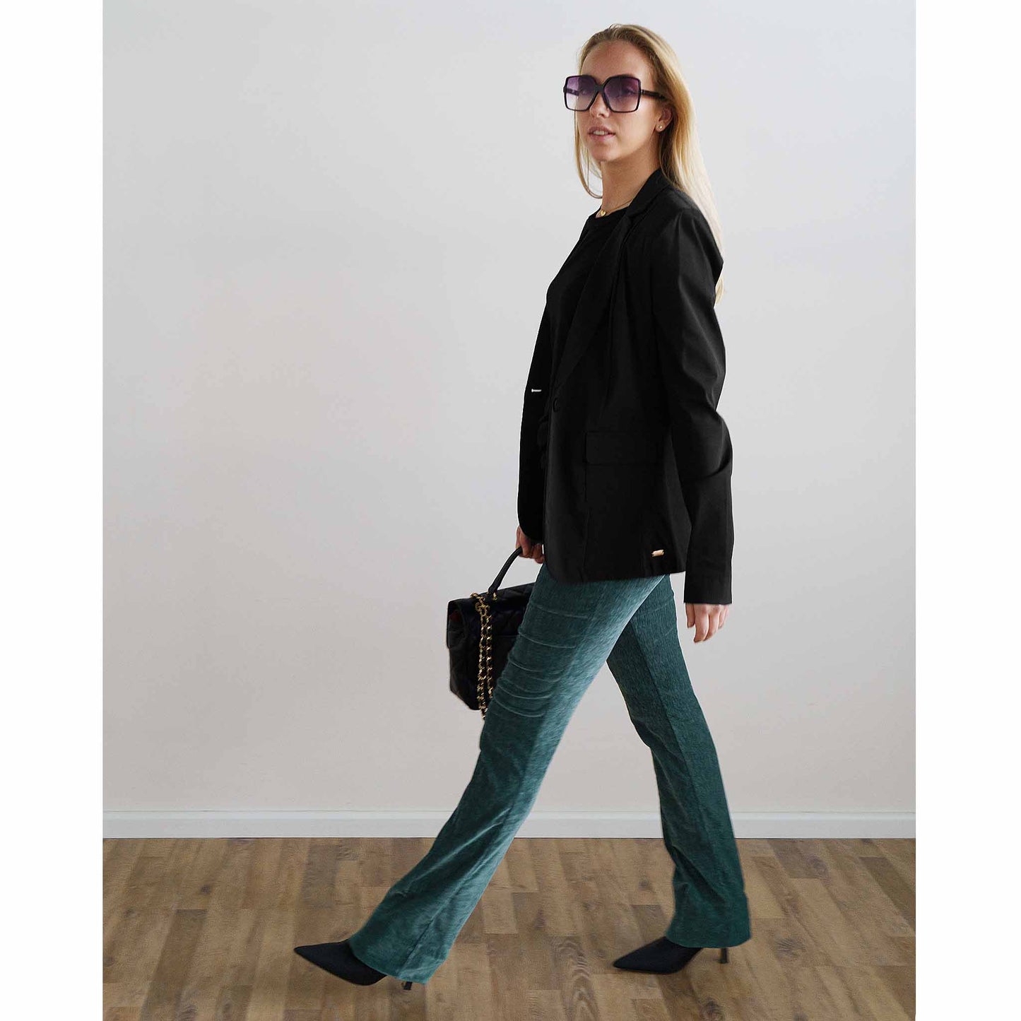 LongLady Broek Betty Chenille Petrol | Tall